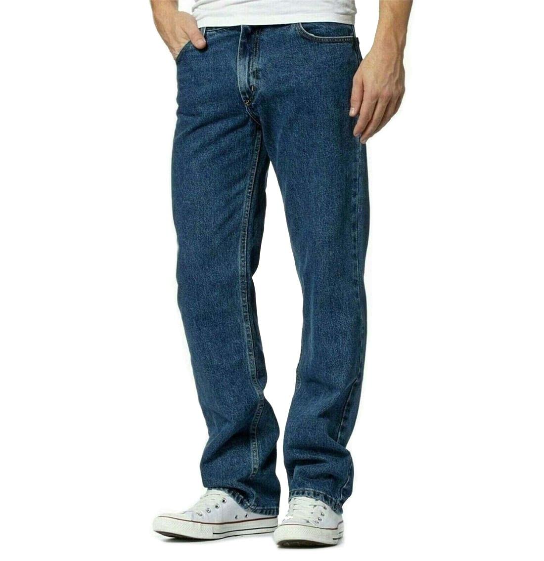 Aztec Mens Extra Durable Regular Fit Zip Fly Jeans – Heavy Duty 5 Pocket Plain Jeans 100% Cotton Stonewash Blue Light Blue Dark Blue Black Waist 30 to 50 Inch