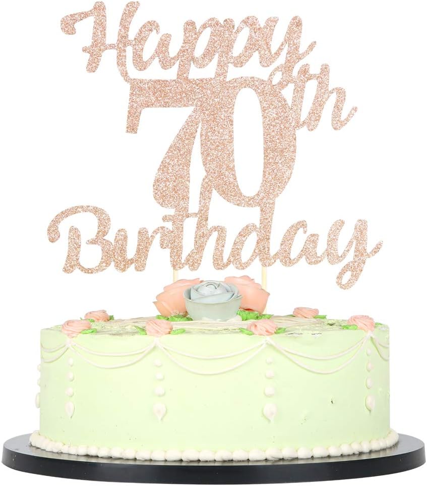 (70th) - LVEUD 70th Birthday Cake Topper for Happy Birthday 70 Rose Gold 70th Cake Topper,Happy Birthday Cake Topper Cake Ornament (70th)