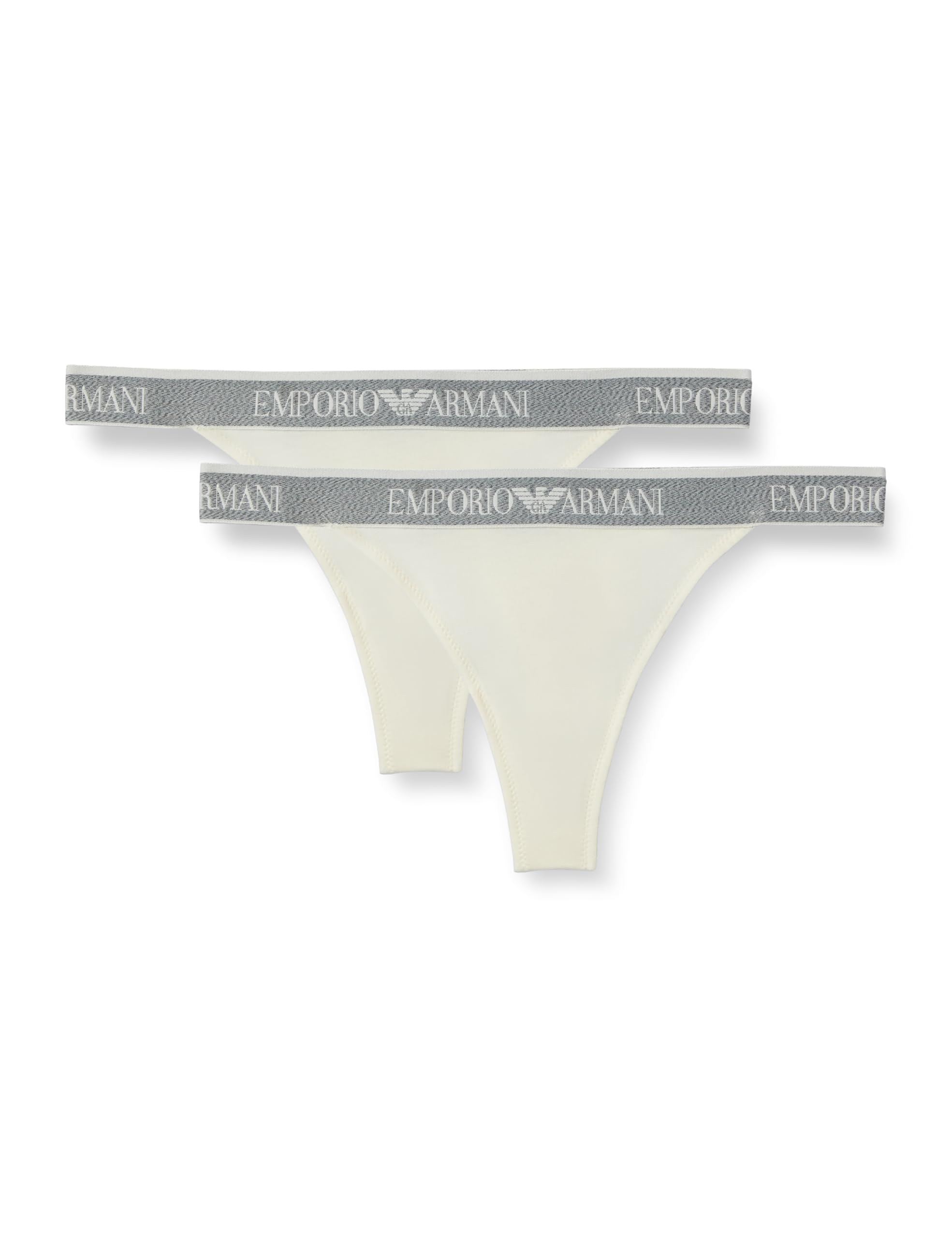 Emporio Armani Woman's Iconic Logoband 2-Pack T-Thong White S