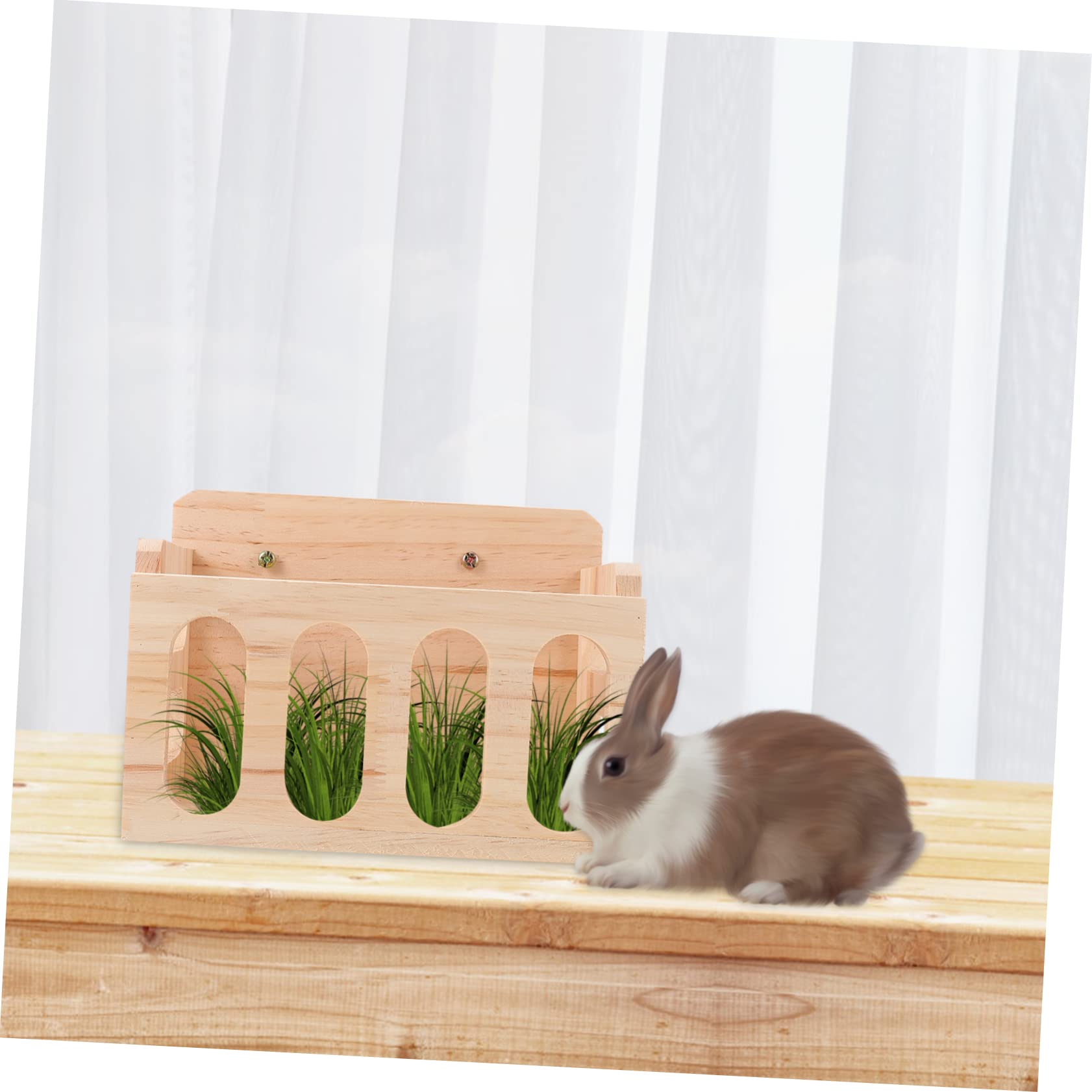 Holz Fütterungsautomat für Kaninchen und Chinchillas im Käfig