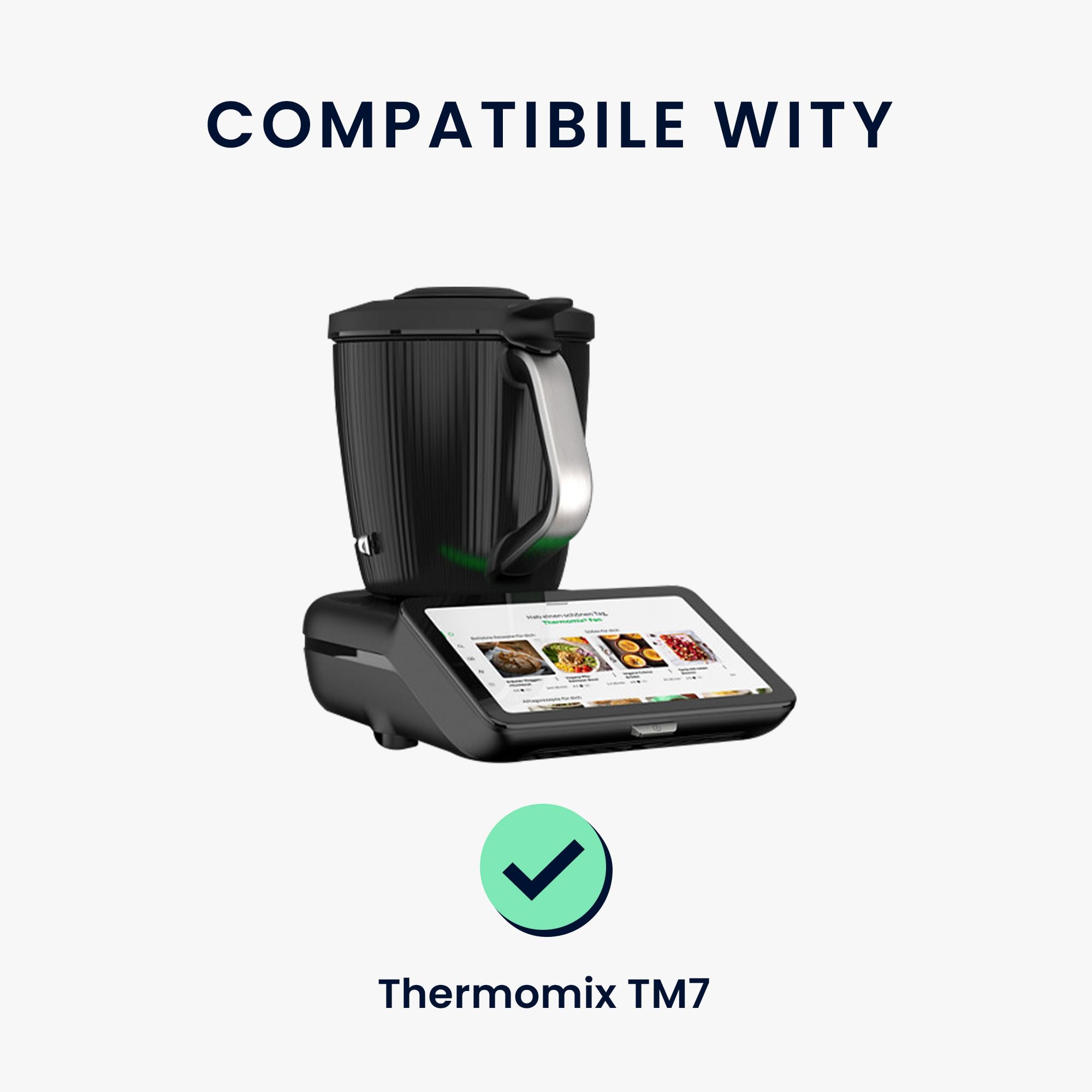 kwmobile Cover Protettiva Compatibile con Thermomix TM7 - Copertina Antipolvere Cooking Blender Cuore bianco/nero