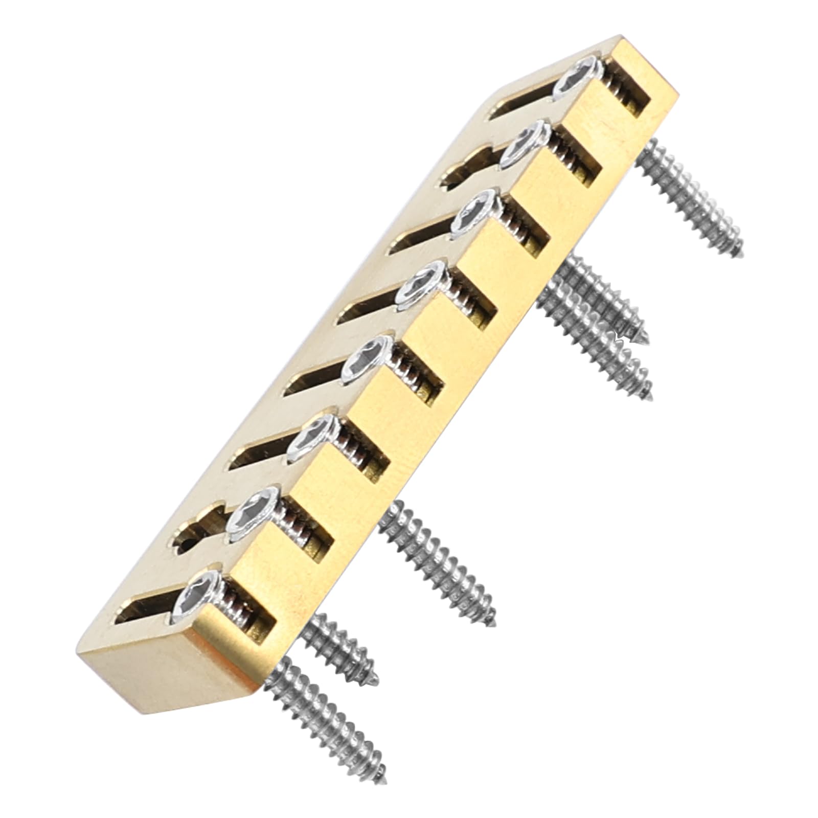 Dado di bloccaggio a 8 corde in lega di titanio per ponte chitarra senza testa in metallo per chitarra elettrica a 8 corde (vuoto oro 49 mm x 18 mm)