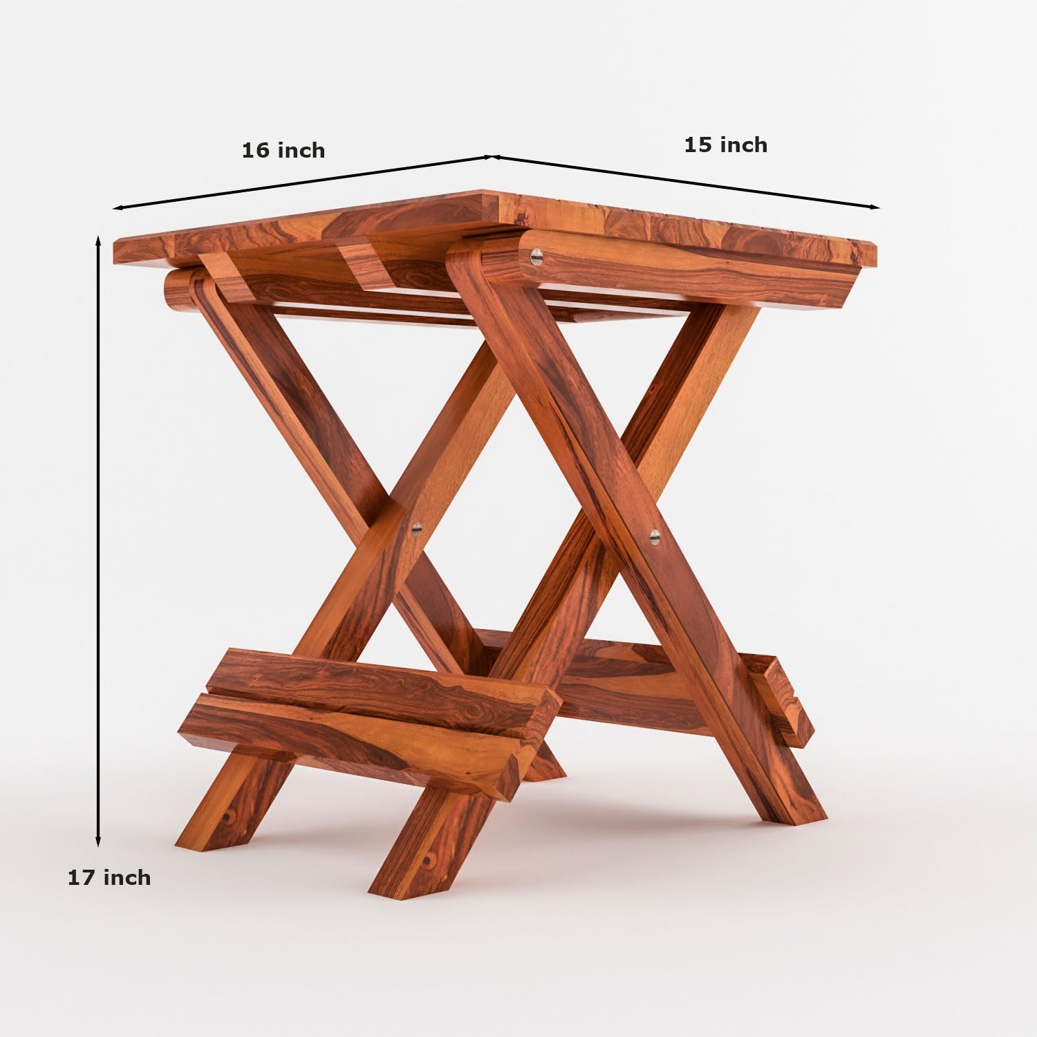 Handmade Wooden Outdoor Wood Standard Foldable Patio Dining Set for Balcony Garden and Outdoor | 2 Chairs and Round Table | Natural Finis h(Table - 23.5 x 24 Inch) (Chair - 15 x 16 x 17 Inch) 1