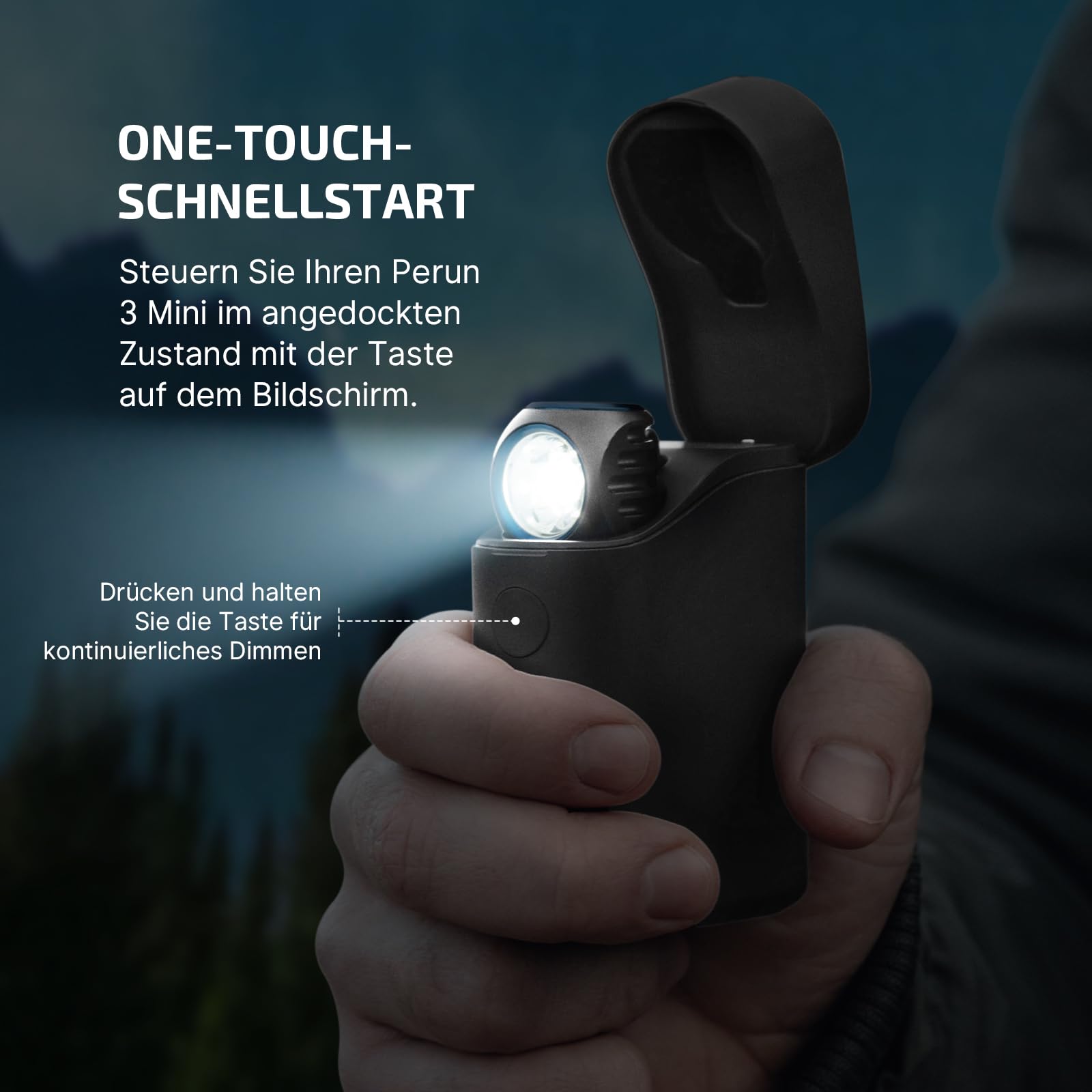 OLIGHT Perun 3 Mini Kit LED Stirnlampe 1250 Lumen wiederaufladbare Kopflampe mit 5000 mAh Ladecase, 60 Tage Akkulaufzeit, 5 Weißlicht- & 3 Rotlicht-Modi, Ideal für Camping, Angeln, Notfall Schwarz