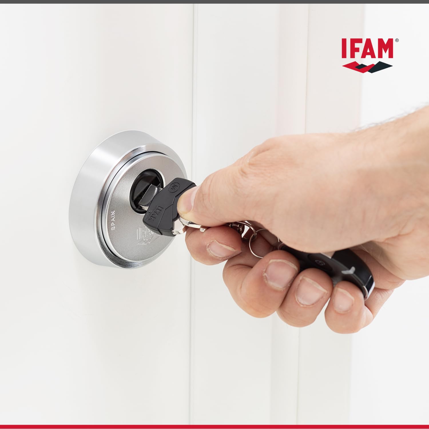IFAM Cilindro Puertas Iridium, 30x30mm, Leva 15mm, Bombin Cerradura Seguridad, 5 Llaves, Doble Protección Antirotura, Antitaladro y Antiganzúa, Doble Sistema Antibumping, Perfil Europeo, Color Dorado