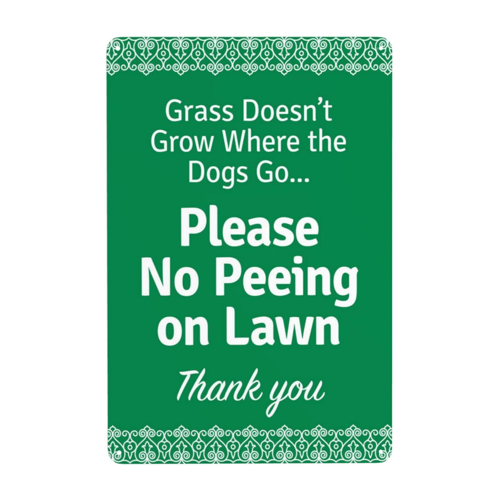 Vintage Metal Tin Sign, No Dog Peeing On Lawn Yard Warning Wall Decor, 8x12 Inch