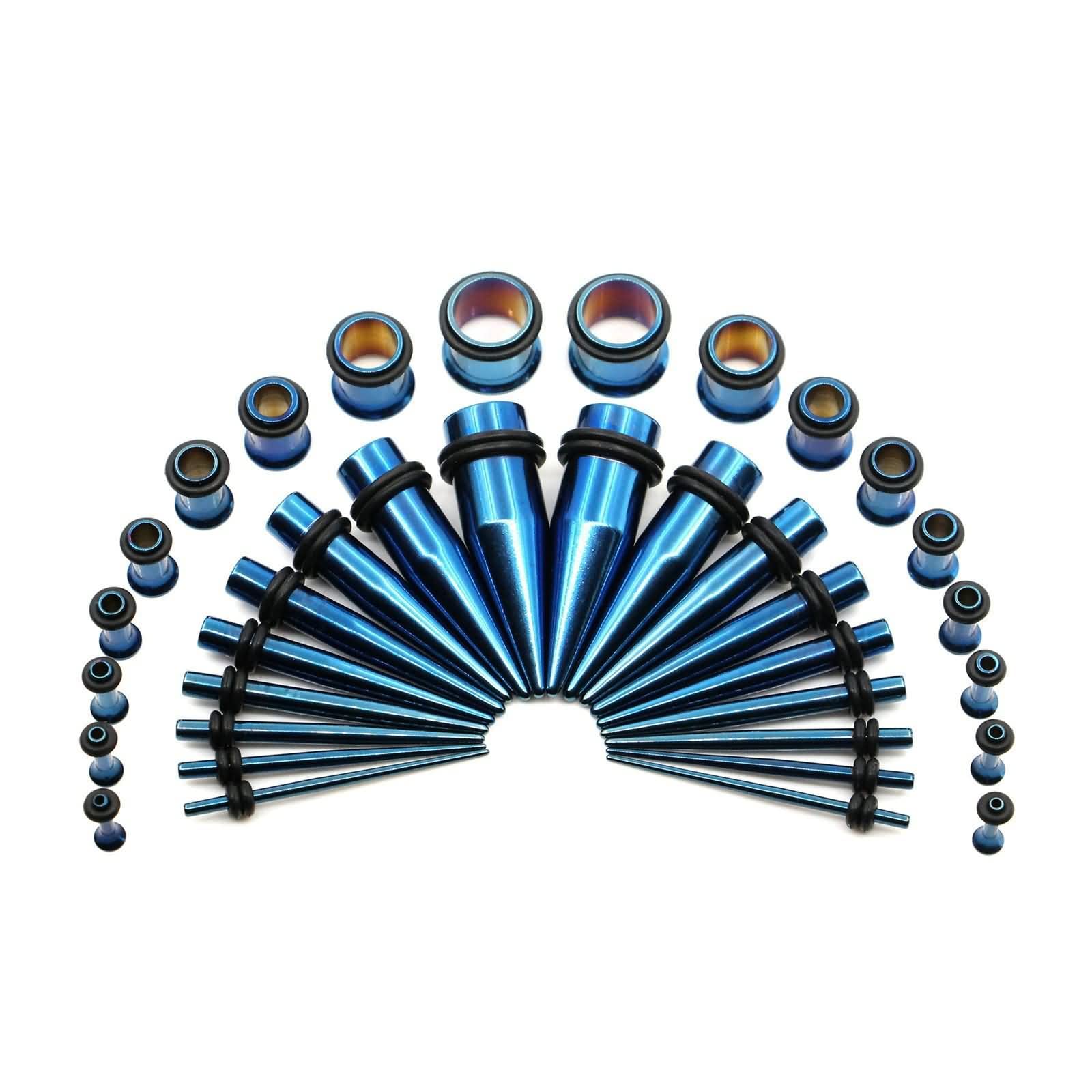 Ohr Plug Damen, Tunnel Creolen Chirurgenstahl Blau Kegel 36 Stück Schmuck Punk Geschenke für Männer