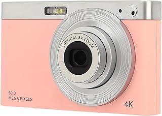 Câmera digital portátil, luz de preenchimento de câmera compacta com zoom 16x, antioscilação, tela HD IPS de 2,88 polegadas com cordão para viagens (rosa)