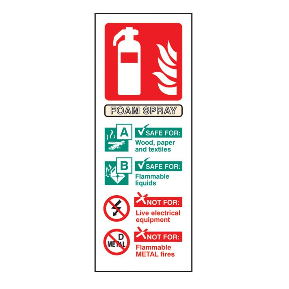 Fireshield Afff Foam Fire Extinguisher Id Sign - Self Adhesive Vinyl - 200Mm X 75Mm