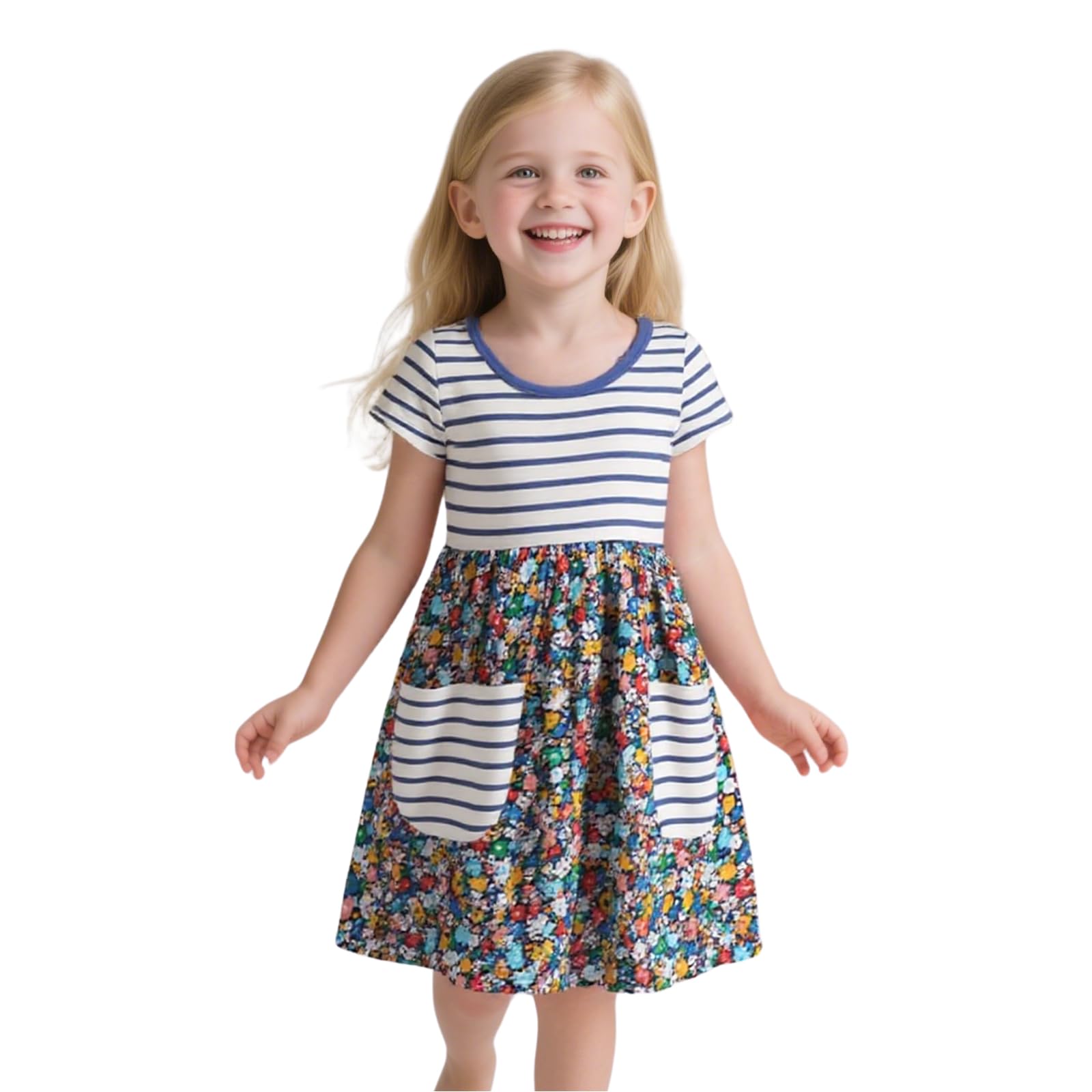 Toddler Girl Cotton Casual Dress Summer Short Sleeve Basic Tunic Playwear Shirt Dresses