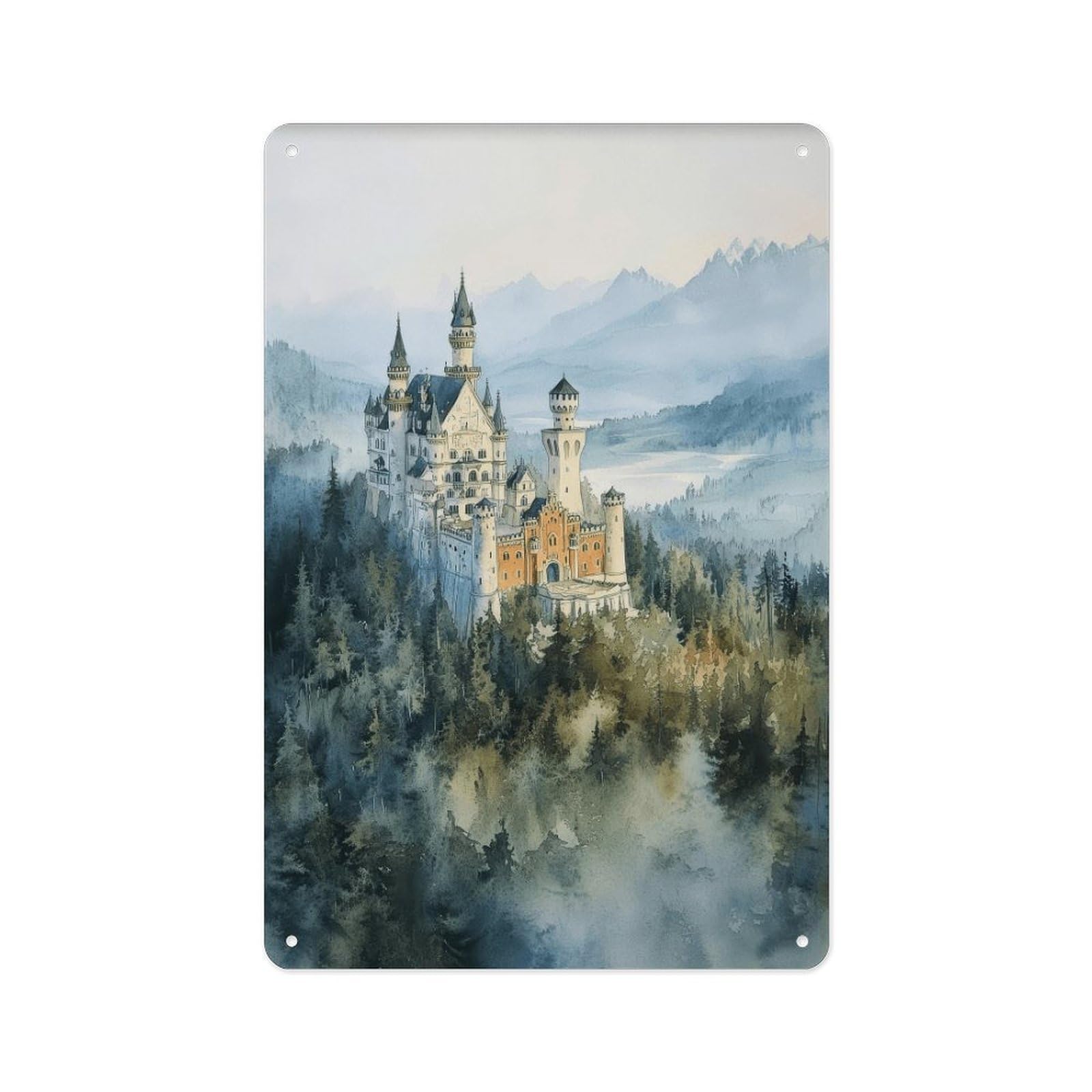 peiyeety Metal Tin Sign Bavaria,an Landscape, Landscape Painting, Mountains, Natural Art, Wall Decoration, Main Decoration, Hiker's Gift, Scenery, Bavaria 8 X 12 Inch