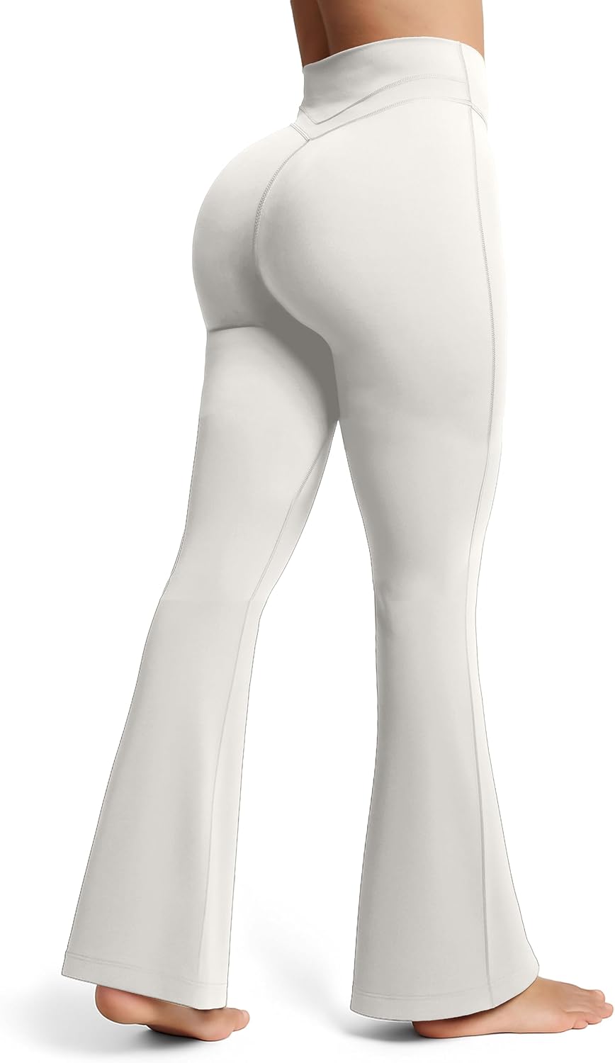 Olmlmt Flare Leggings for Women Butt Lifting - Crossover High Waisted Buttery Soft Gym Workout Yoga Pants