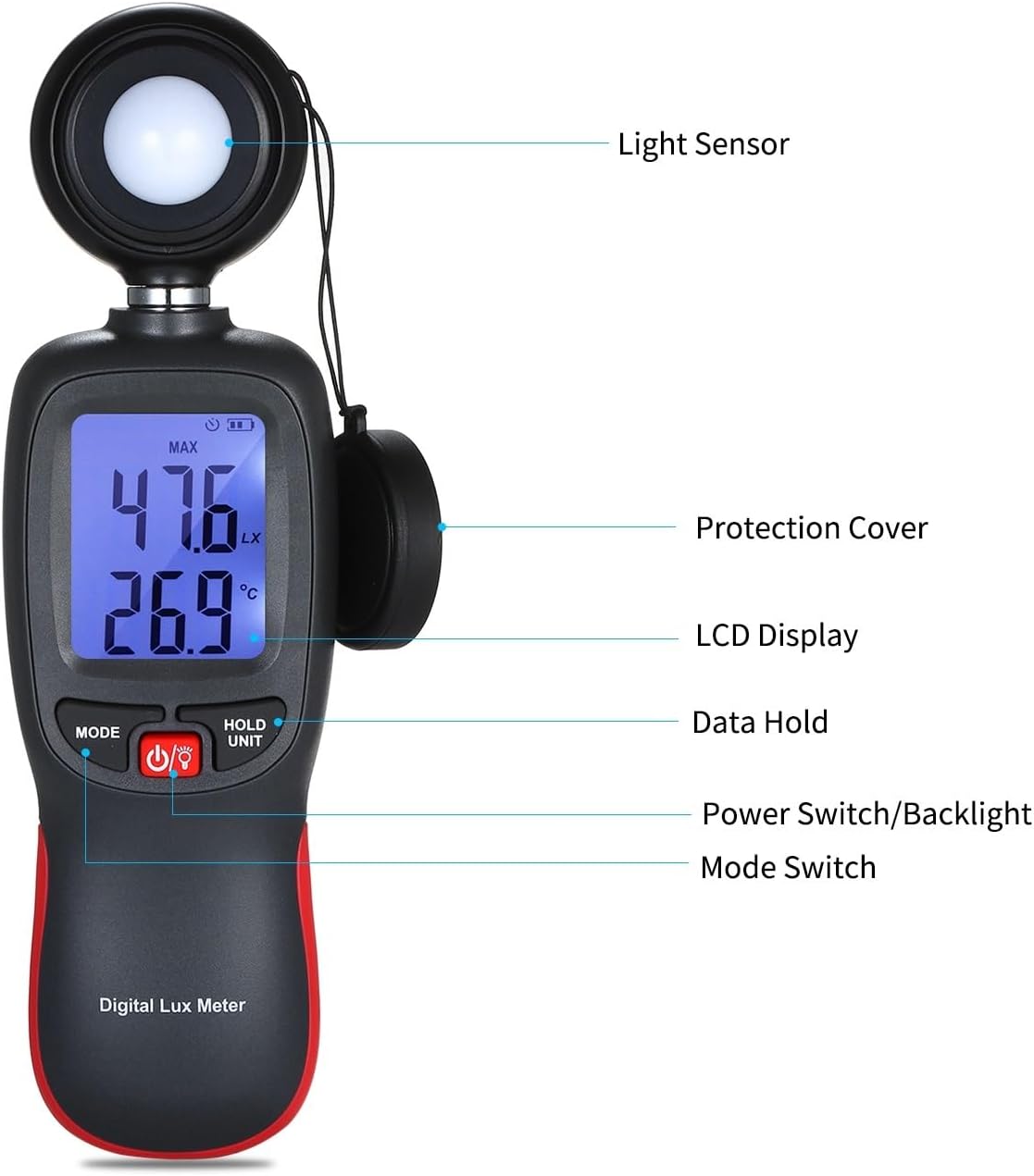 Photographic Light Meters 5PCS Digital Lux Meter WT81 Luxmeter Pocket Light Meter 0~200 Lux Handheld Illuminometer Sensor Photometer Measuring for Plants Aquarium Light Tester