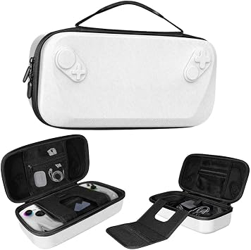 For ROG XBOX Ally X/ROG XBOX Ally Storage Case, Protective Case, Portable Storage Travel Bag with Stand Function, EVA Hard Shell, Shockproof, Shockproof, PU Leather, Waterproof, Dustproof, White