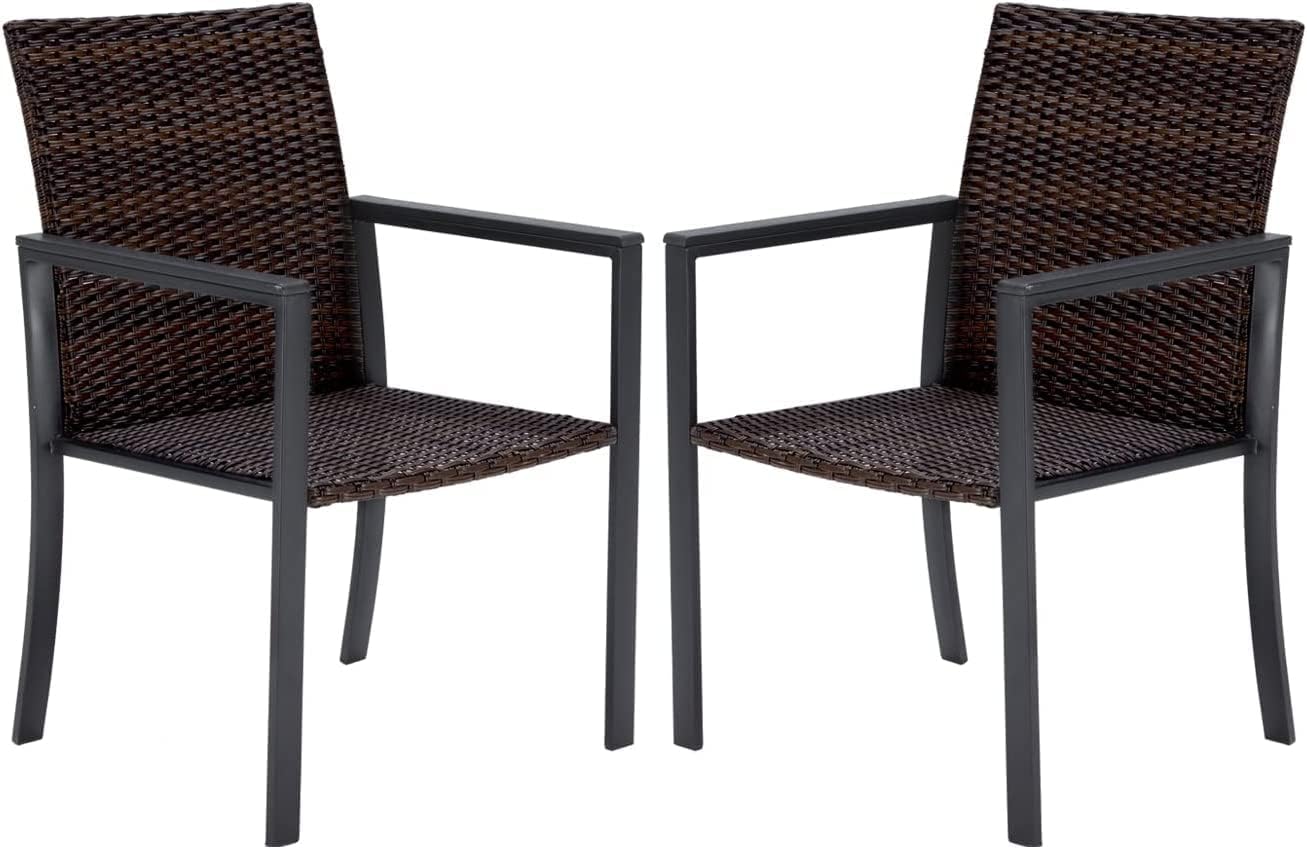 VICLLAX Outdoor Dining Chairs Set of 2, Patio Wicker Chairs
