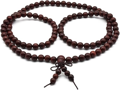 Miniatura 4 de Pulsera unisex de madera de sándalo rojo africano natural con cuentas de oración de budismo tibetano
