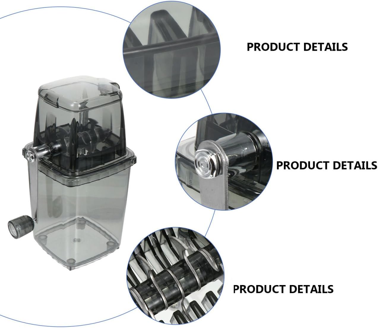 Portable Hand Crank Ice Crusher Manual Ice Cube Chopper for Home Kitchen Bar Tool 9.44X6.10X4.52In Transparent Cover Design for Shaved Slush Drinks