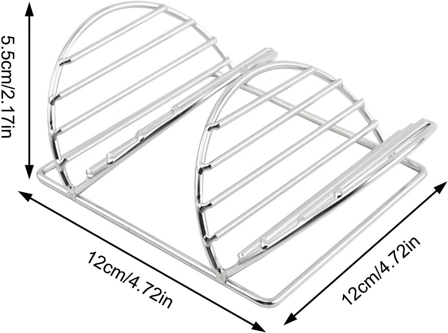 Taco Stand - Stainless Steel Kitchen Organizer, 4.72 Inch Metal Tortilla Rack Holder, Entertainer Serving Tray, Easy Cleaning Function, Premium Food Display Tool, Party Accessories for Home Club Truck