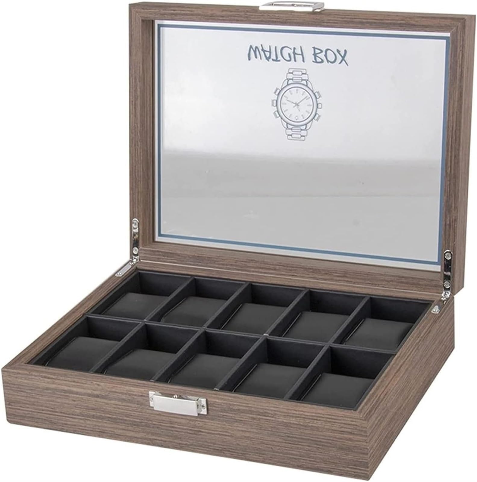 Caja de Reloj, Caja de Madera Vintage clásica con 10 Rejillas, Caja de Almacenamiento para exhibición de Joyas y Relojes con Tapa Transparente, Cajas de Regalo para Relojes para Hombres y mu