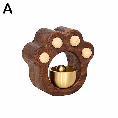 Miniatura 9 de Wood Doorbell Kawaii Cat Paw Doorbell Wind Chime Wireless Entrance Door Bell Windbell For Door Opening Room Decor Cat Footprints Walnut Ring Bell