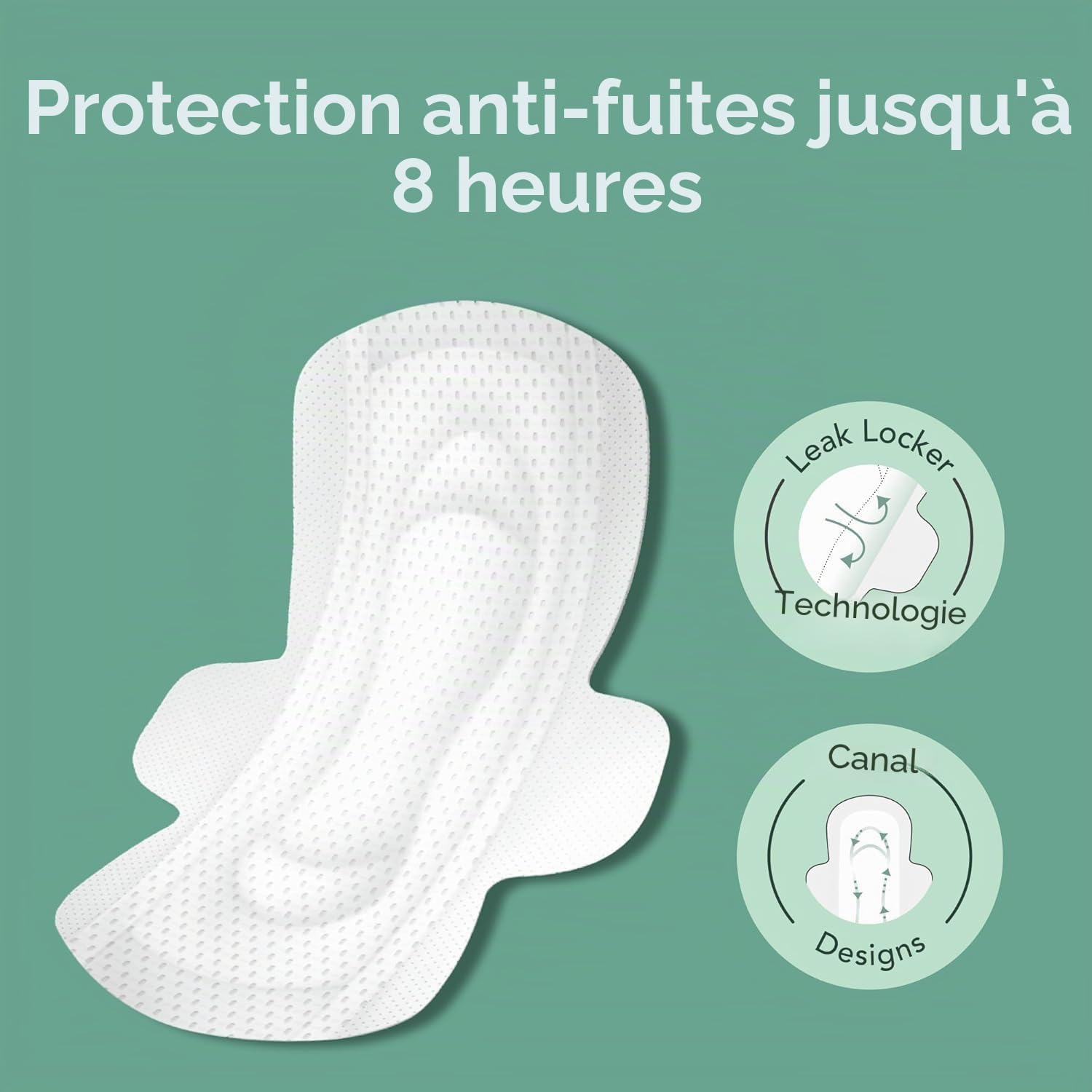 Rael Serviette Hygiénique en Coton Bio - Flux Modéré, Avec Ailettes, Ultra fin, Hypoallergéniques, Sans Parfum (Régulier, 56 Serviettes)