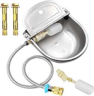 Dhieong Automatic 304 Stainless Steel Animal Water Bowl with Float Valve - Livestock Dispenser for Dogs Horses Goats Pigs Cows