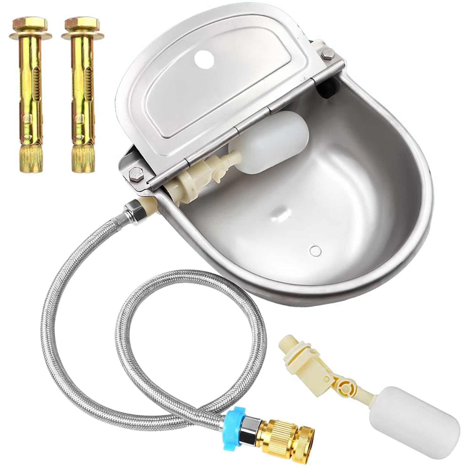 Dispensador automático de cuenco de agua para perro, acero inoxidable 304, para exteriores, cuenco automático de agua potable para animales, aves de corral, kit de cuenco de agua potable para ganado