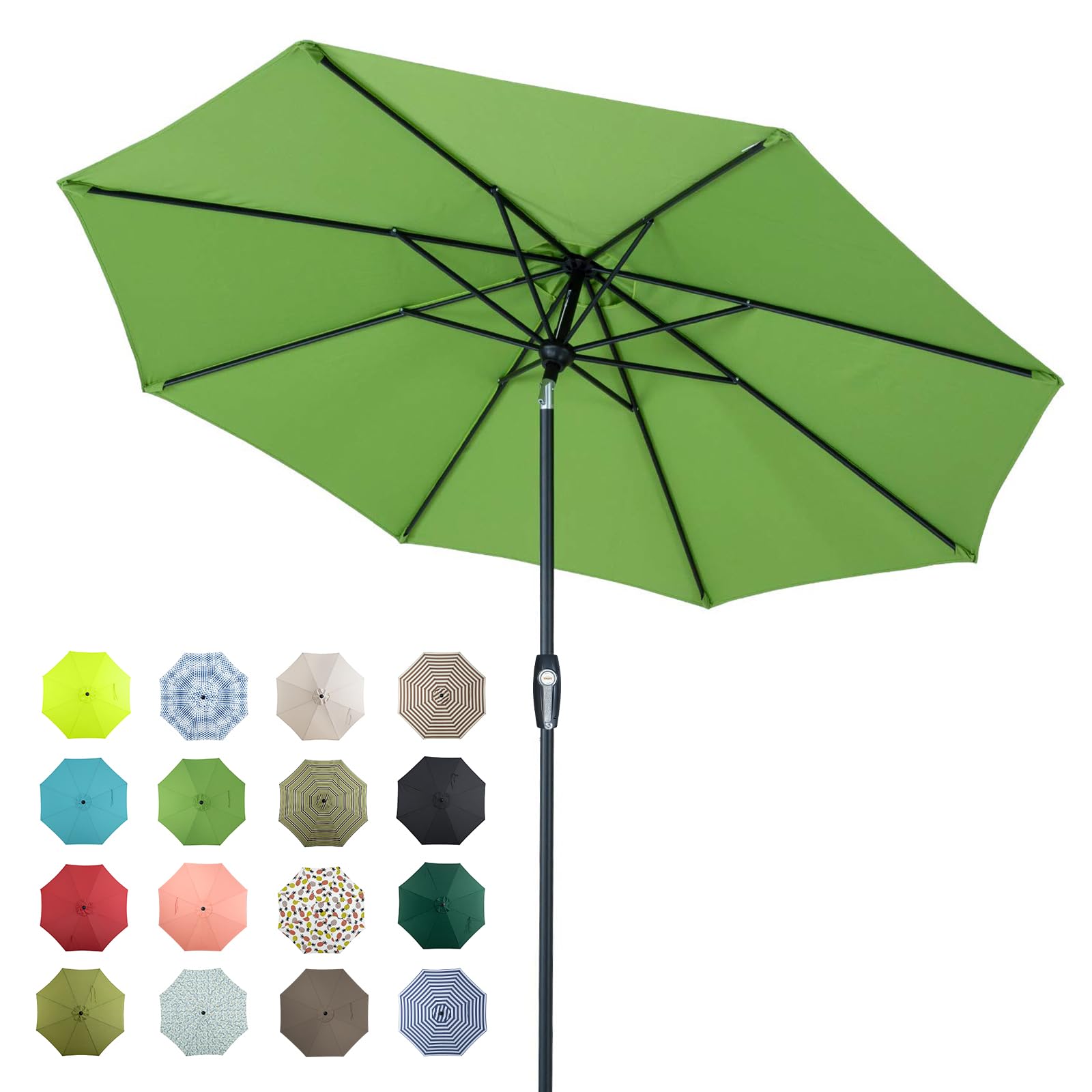 Tempera Auto-Tilt Patio Umbrella 9ft Outdoor Table Umbrella