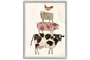 Stupell Industries Pig Wall Art: Barnyard Buds Stacked Farm Animals in Gray Frame, Multi-Color
