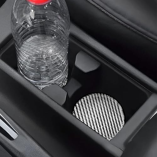 Miniatura 6 de BESULEN Portavasos para automóvil, 2 posavasos integrados antideslizantes de fibra de carbono, universal de 2.75 pulgadas, almohadilla de posavasos