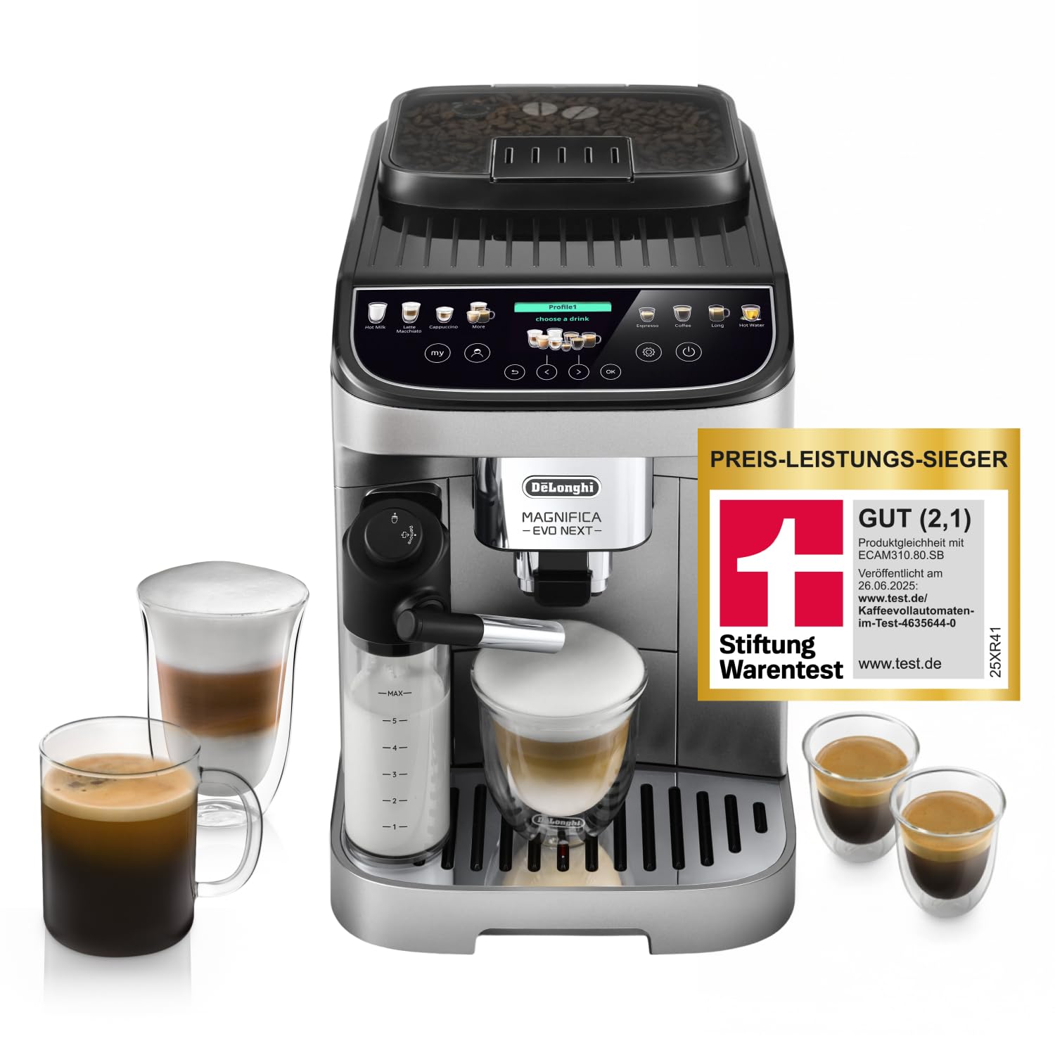 De’Longhi Magnifica Evo Next - Perfetto Kaffeevollautomat mit LatteCrema-Milchau