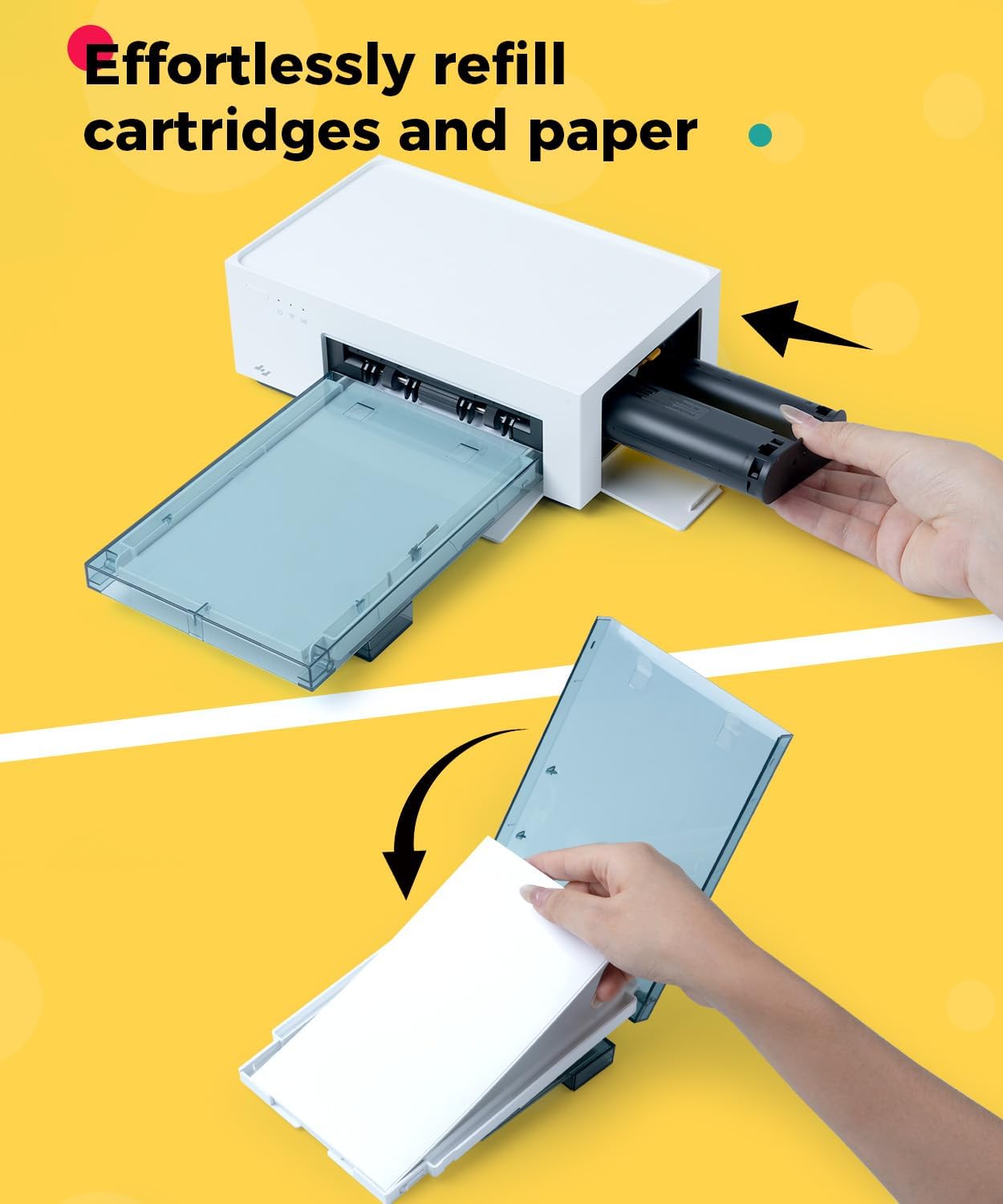 Compatible with Liene Amber M100/M200/M110/M210 4" x 6" Photo Printer 80 Sheets Photo Paper & 2 Ink Cartridges Refill, for DHP512/DHP513/DHP514/DHP515, for Display, Framing, Scrapbook