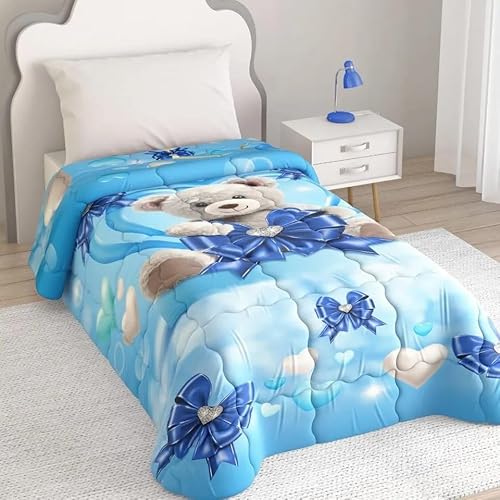 INTIMOEGIDIO IRGE trapunta piumone invernale letto singolo art. Teddy Orsetto digitale 170x260 colore Azzurro