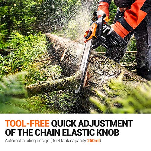 TACKLIFE 1800W Chainsaw, 35cm Bar, Electric Chainsaw with ToolFree