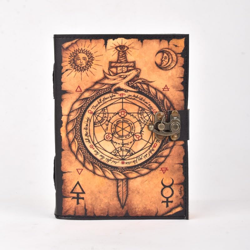 Image of Leather Journal Diary for Women and Men Travel Diary Notebook for Writing With Antique Deckle Edge Paper, Compass Printed 17.78 X 12. 7 CM (A5 Size)