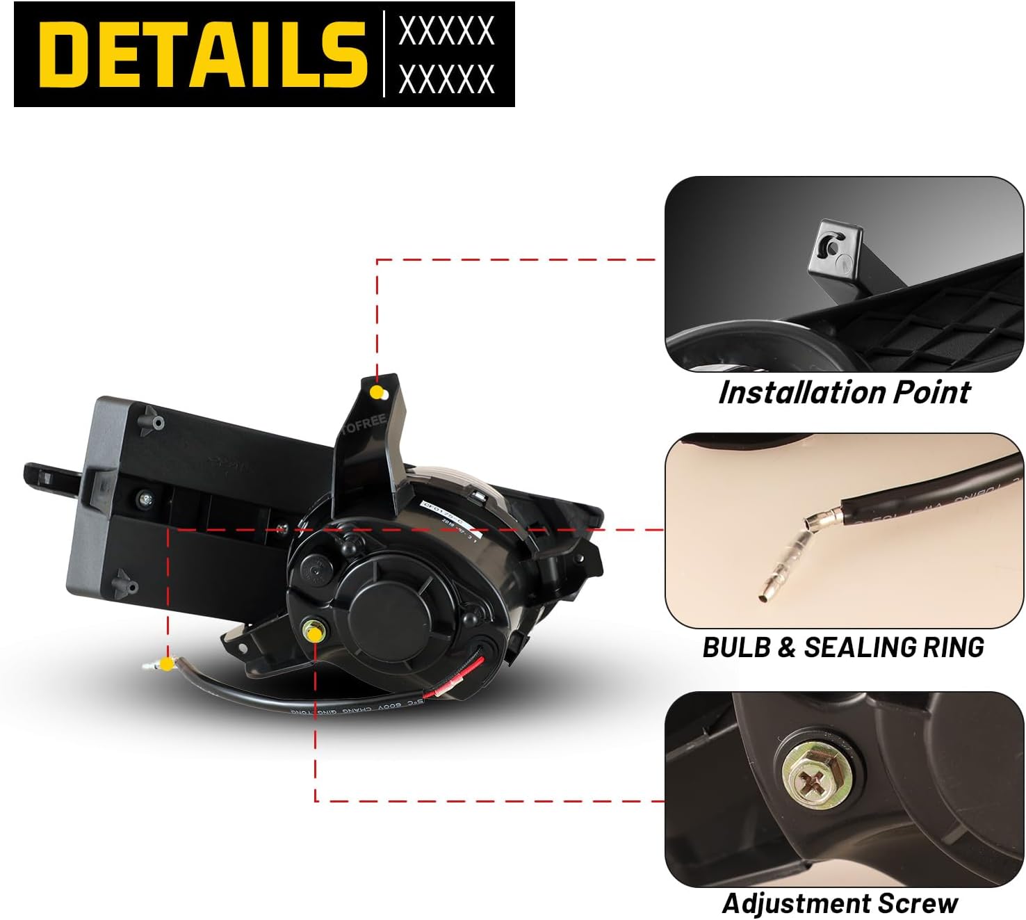 Fog Lights Assembly Compatible with 2007-2011 Chevrolet Aveo Sedan Model Only Fog Lamp with Bulbs H3 12V 55W Included Wiring Kit- 1 Pair (Clear Lens)