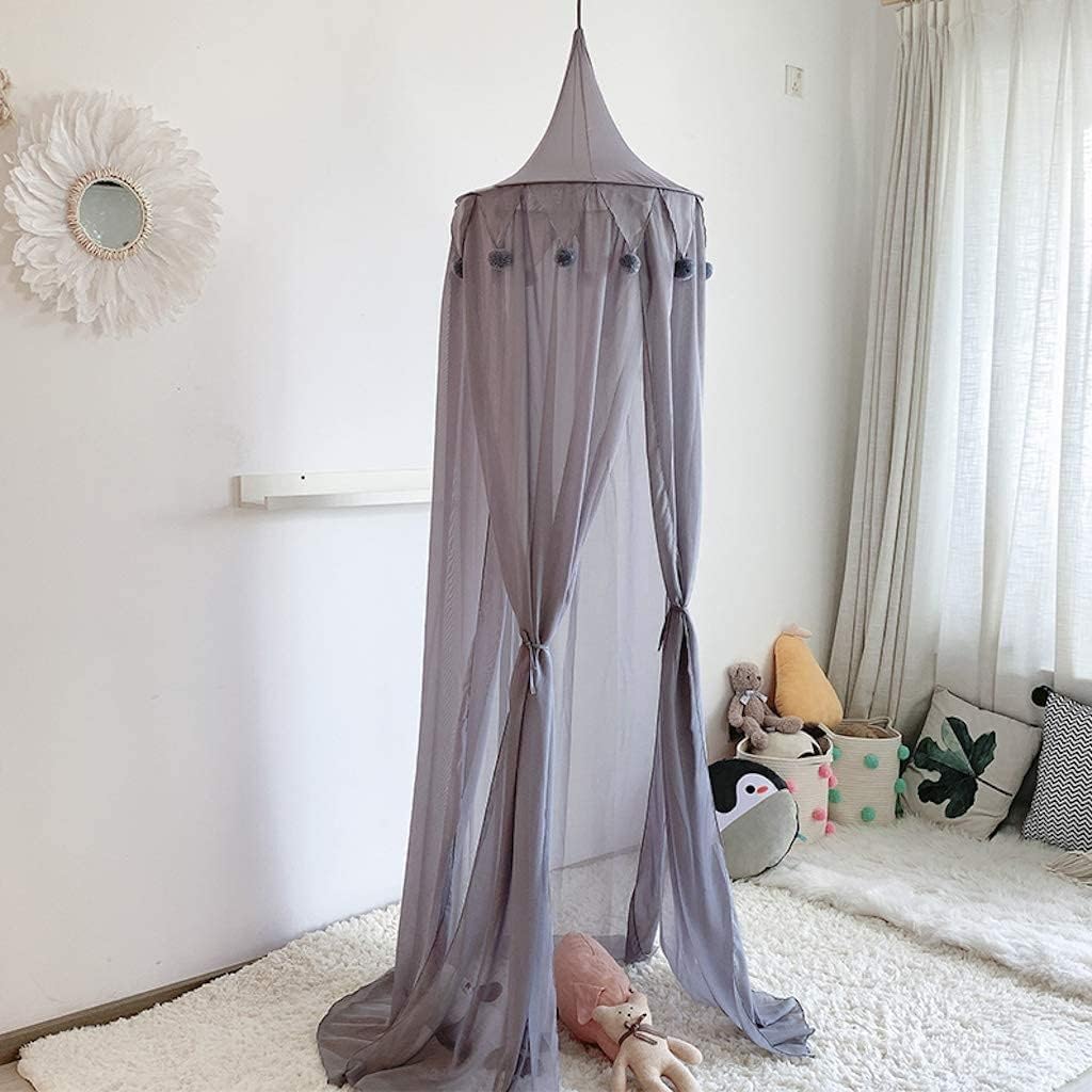 Qumton Kids Bed Canopy,Mosquito Net,Kids Princess Play Tents,Room Decoration For Baby,Hanging House Decoration Reading Nook For Children Gray