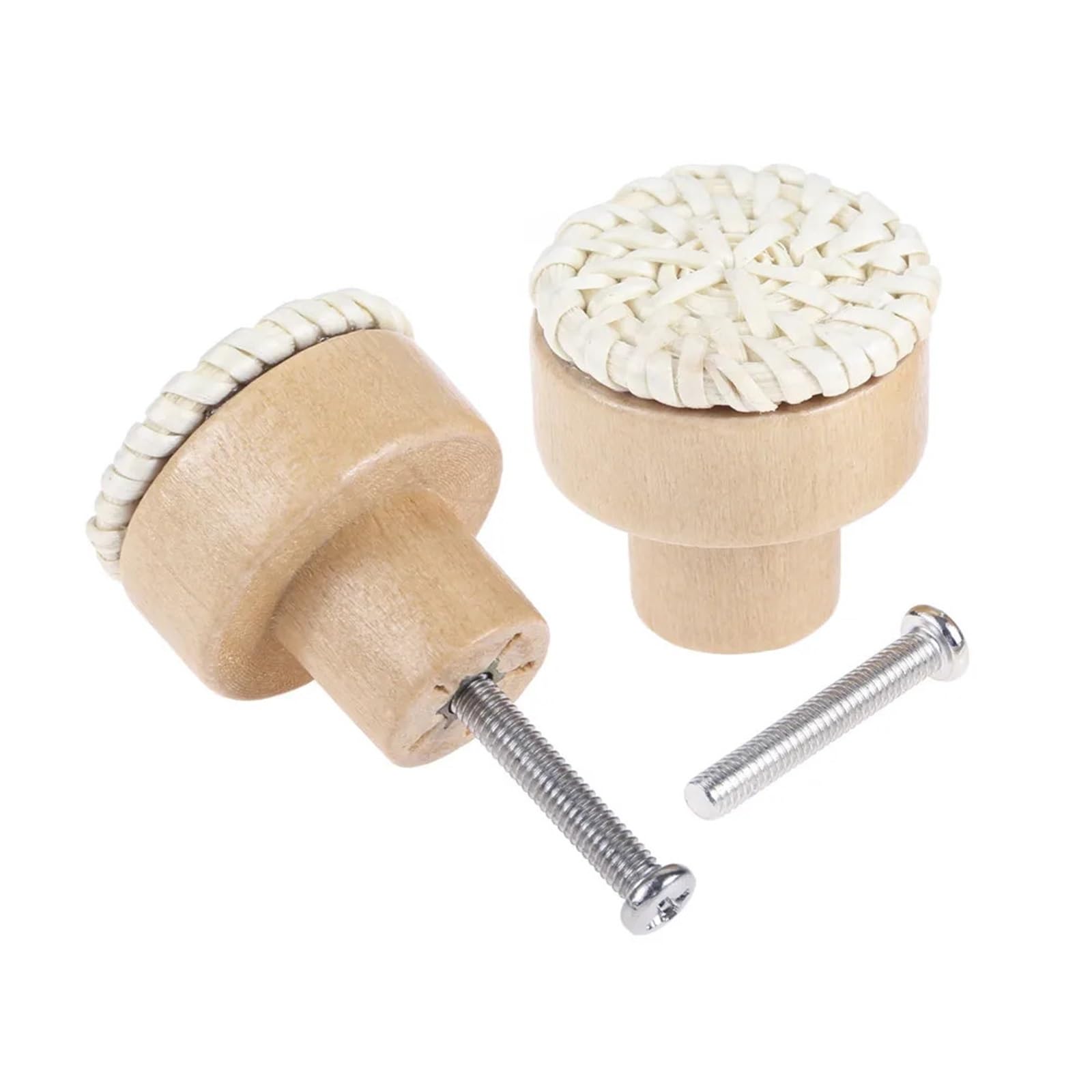 NHralpajj Wood Rattan Cabinet Knobs