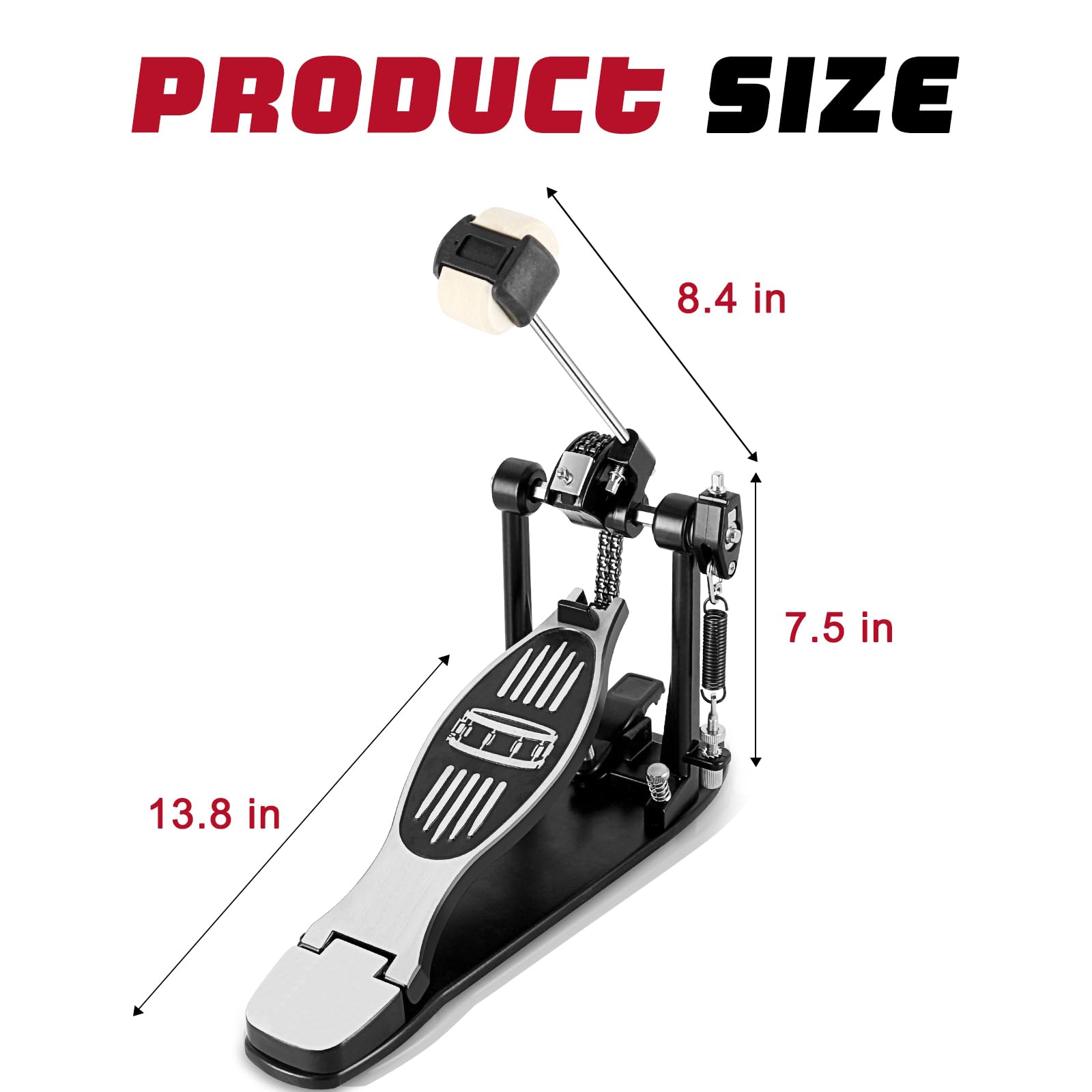 RANMING Single Bass Drum Pedal,TwoSided Beater Head Drum Pedal,Double