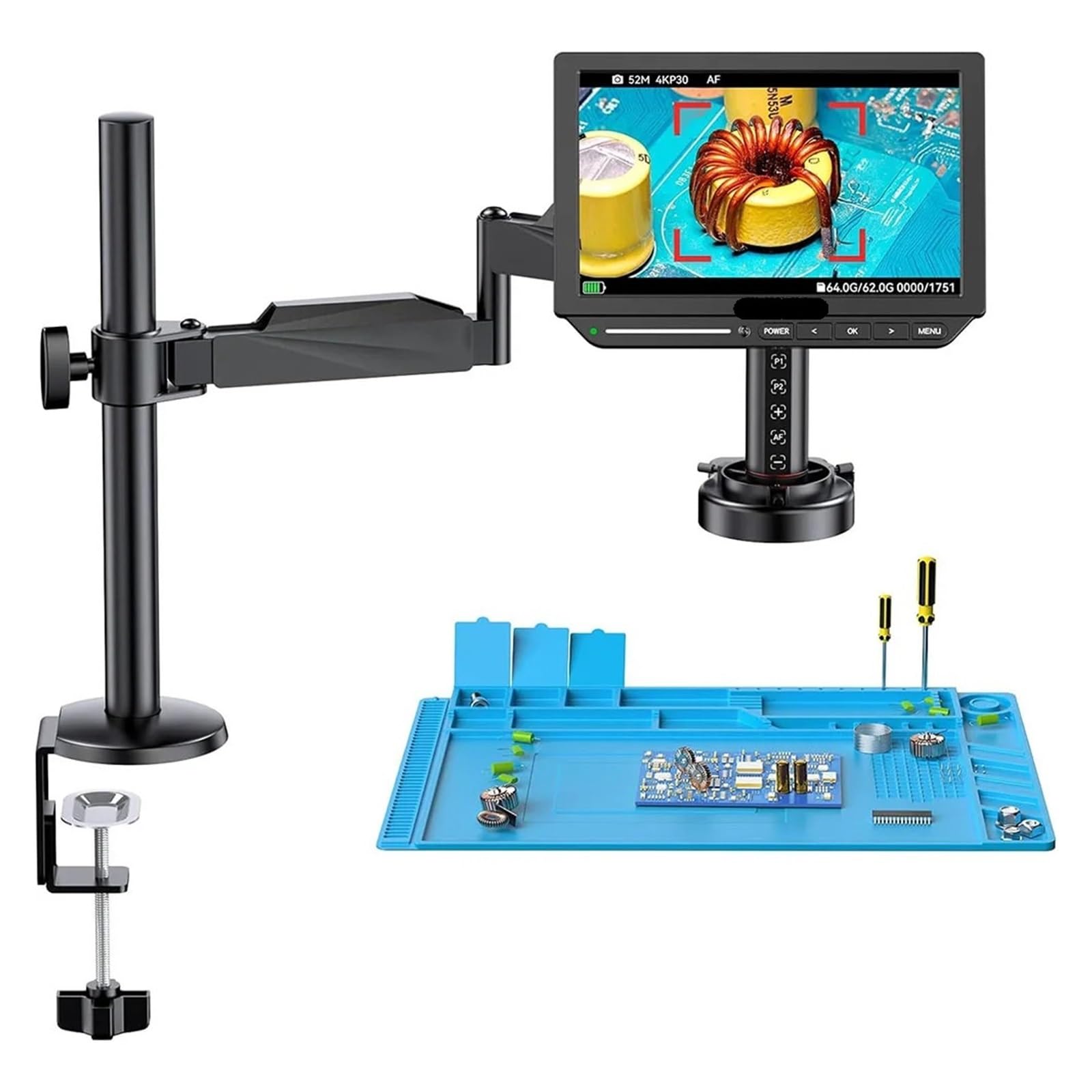 EM4K-AF Flex 10.1'' Autofocus Digital Microscope 4K Soldering Microscopio For Electronics 2000X HDM/I With Arm