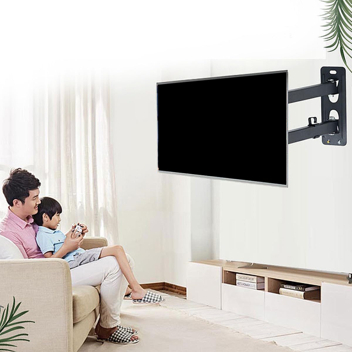Supporto Parete Tv Lcd Da Supporto Muro Tv Regolabile e Girevole Staffa in Acciaio Compatibile Livella Bolla Per Installazione Facile