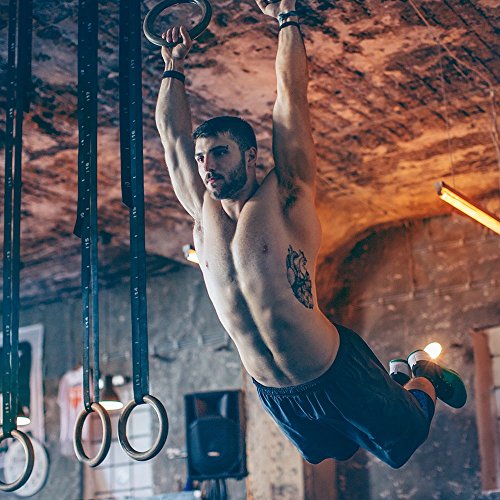 Image of Birch Wood Gymnastic Rings with Heavy Duty Adjustable Strap Capacity with 14.5ft Adjustable Buckle Straps for Cross Fitness Functional Training for Home Gym Full Body Workout