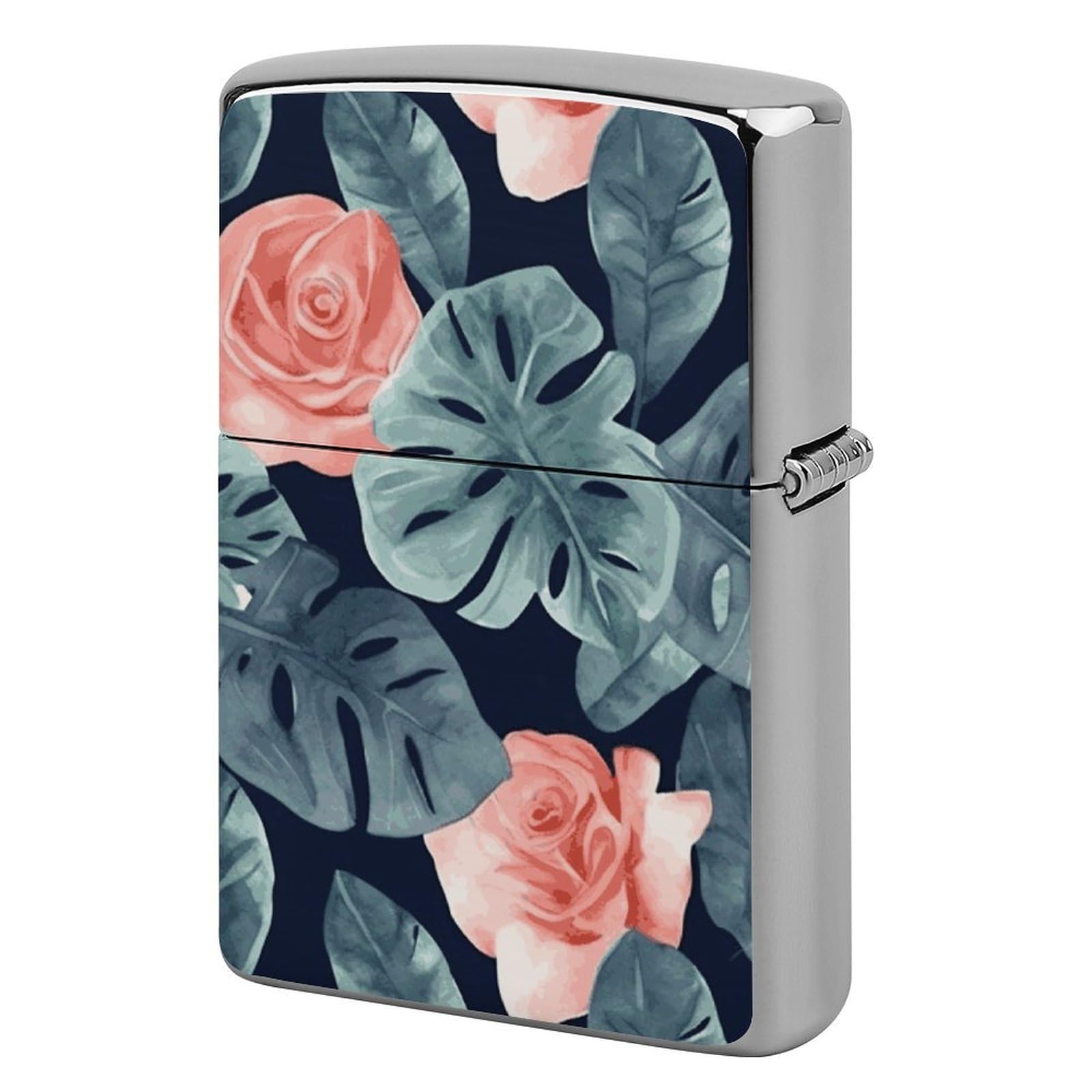 Watercolor Monstera Pattern Lighter Case Vintage Metal Lighter Cover Reusable Lighter Protective Sleeve Unique Design Personalized Lighter Sleeve Holder Against Dust and Scratches
