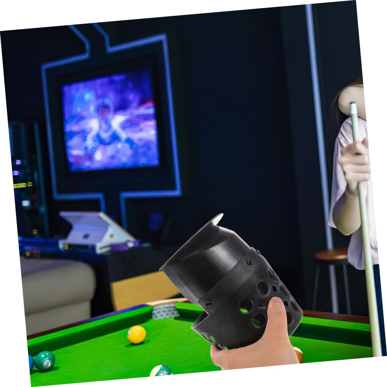 Yardwe 4pcs Fit Pool Table Pockets Replacement PE Material Billiard Table Accessories with Smooth Ball Drop System for Competitive Play and Accurate Ball Positioning Black