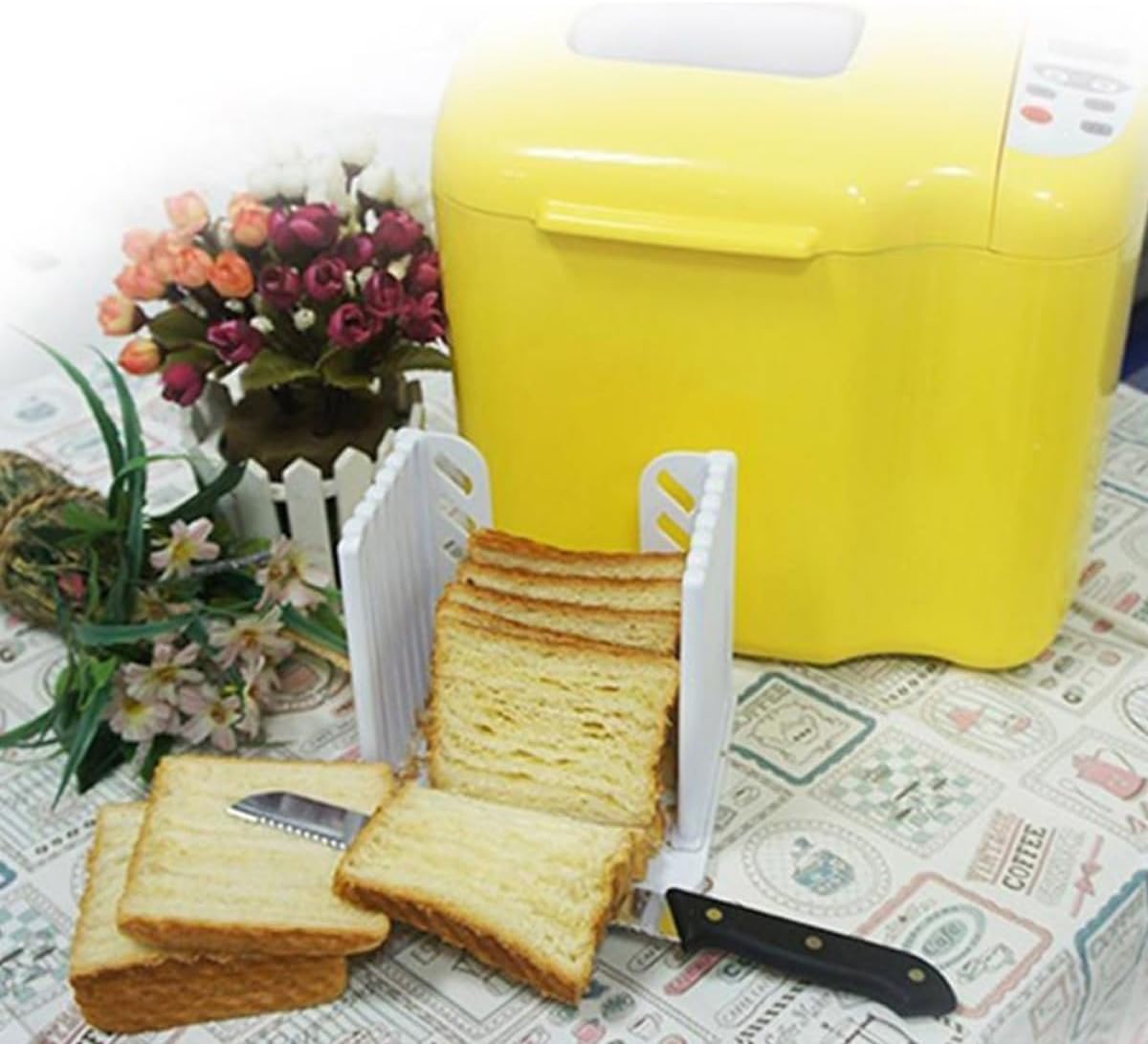Foldable Bread Slicer for Home, ABS Plastic Loaf Cutter for Even Slicing
