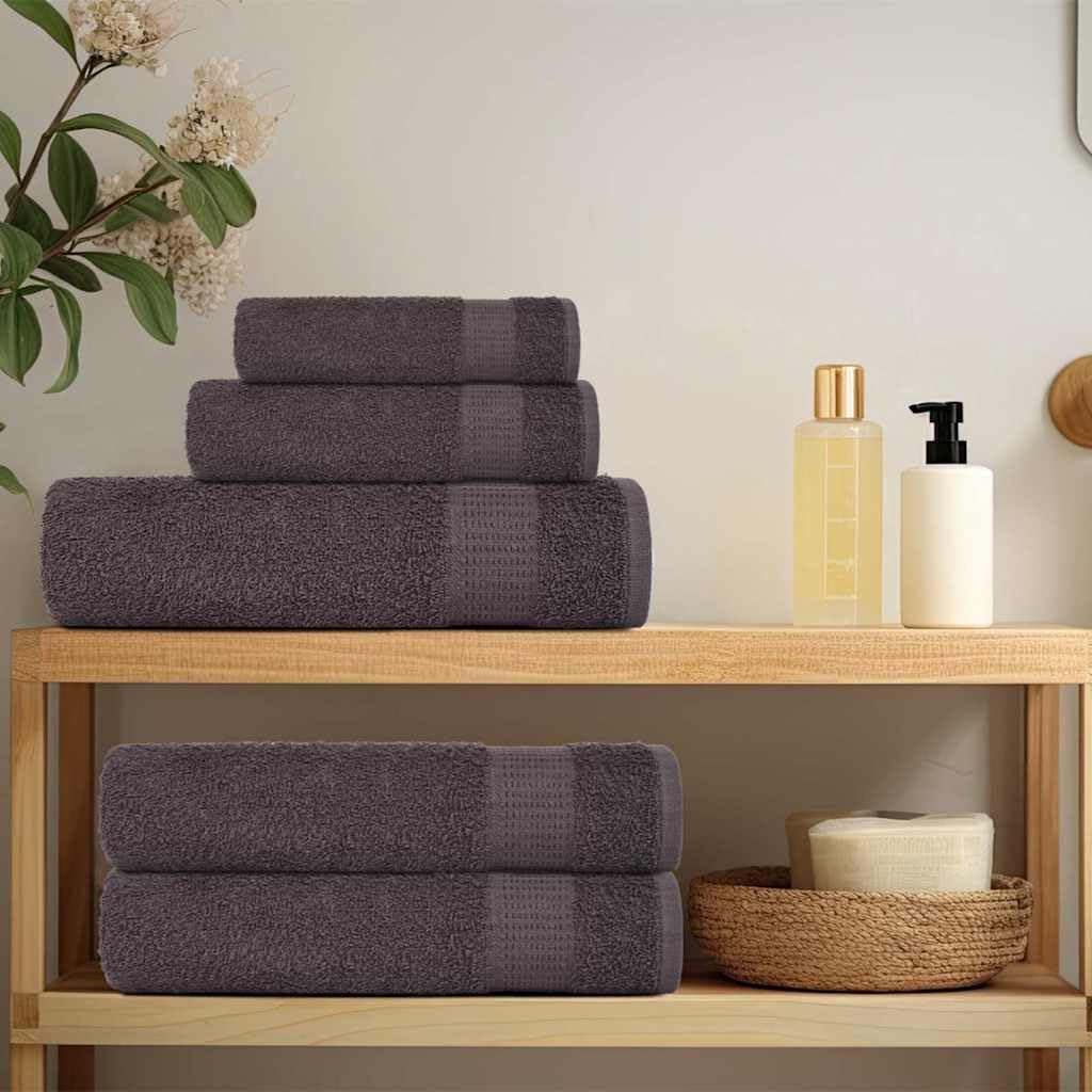Set di 6 asciugamani Frogn antracite, 4 asciugamani 50 x 100 cm, 2 teli doccia 70 x 140 cm, 100% cotone, assorbenti, Öko-Tex Standard 100