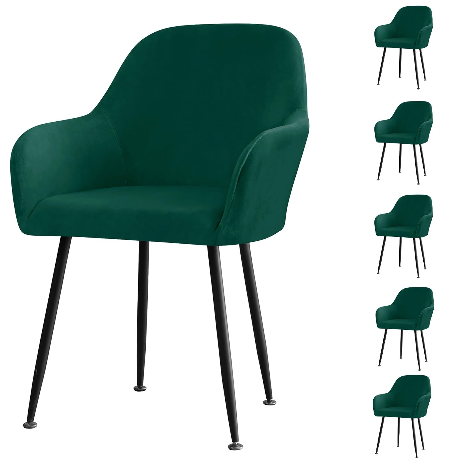 Housses de chaise velours pour repas en famille, protection lavable vert foncé cuisine et hôtel