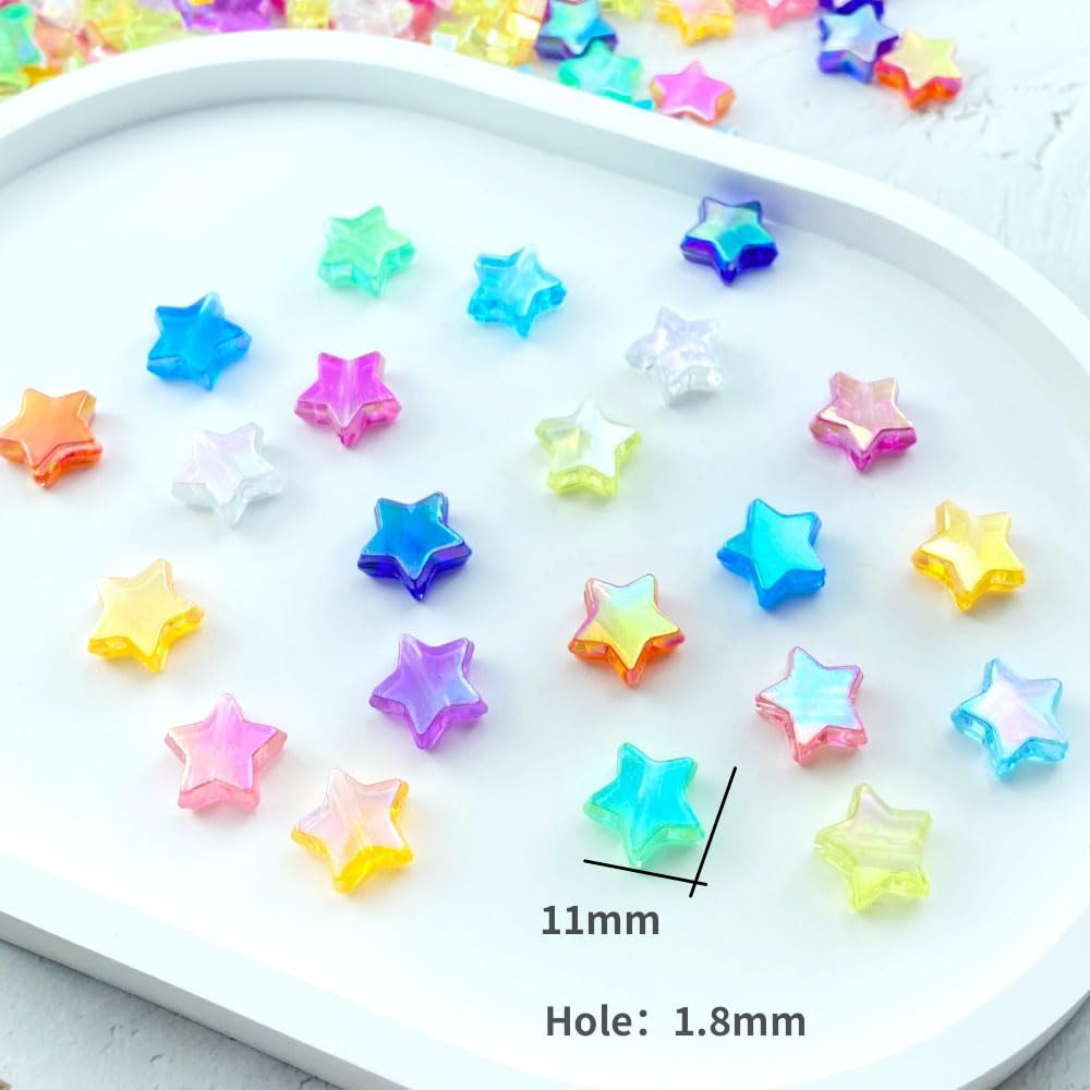300 PCS Acrylic Star Beads Clear Loose AB Colors Cute Spacer Beads for Jewelry Making DIY Bracelet Earring Necklace Key Chains(Orange) - Image 4