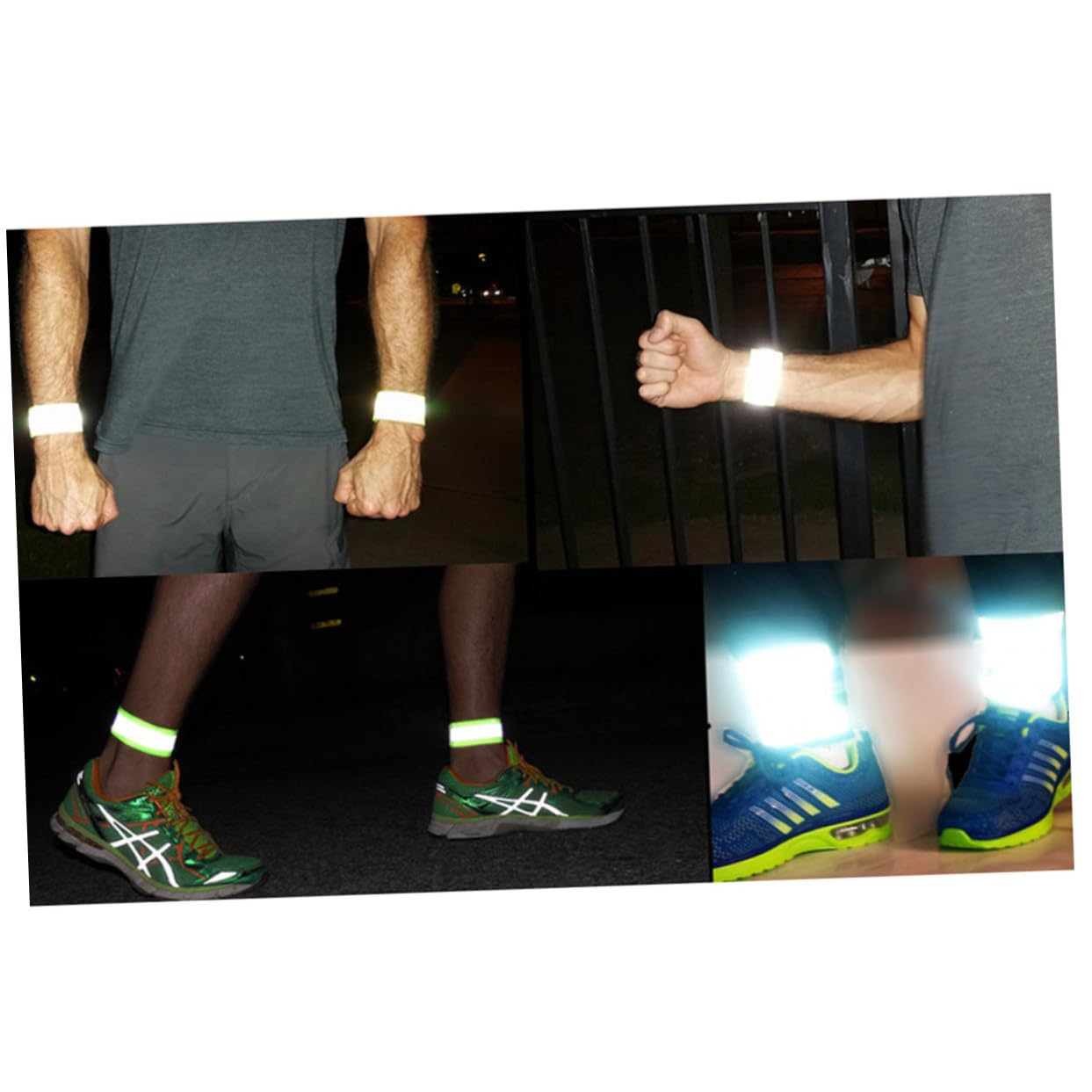 6 Piezas Brazaletes Reflectantes Fluorescentes Elásticos para Seguridad Pulseras de Alta Visibilidad para Correr Senderismo y Actividades Nocturnas Verde
