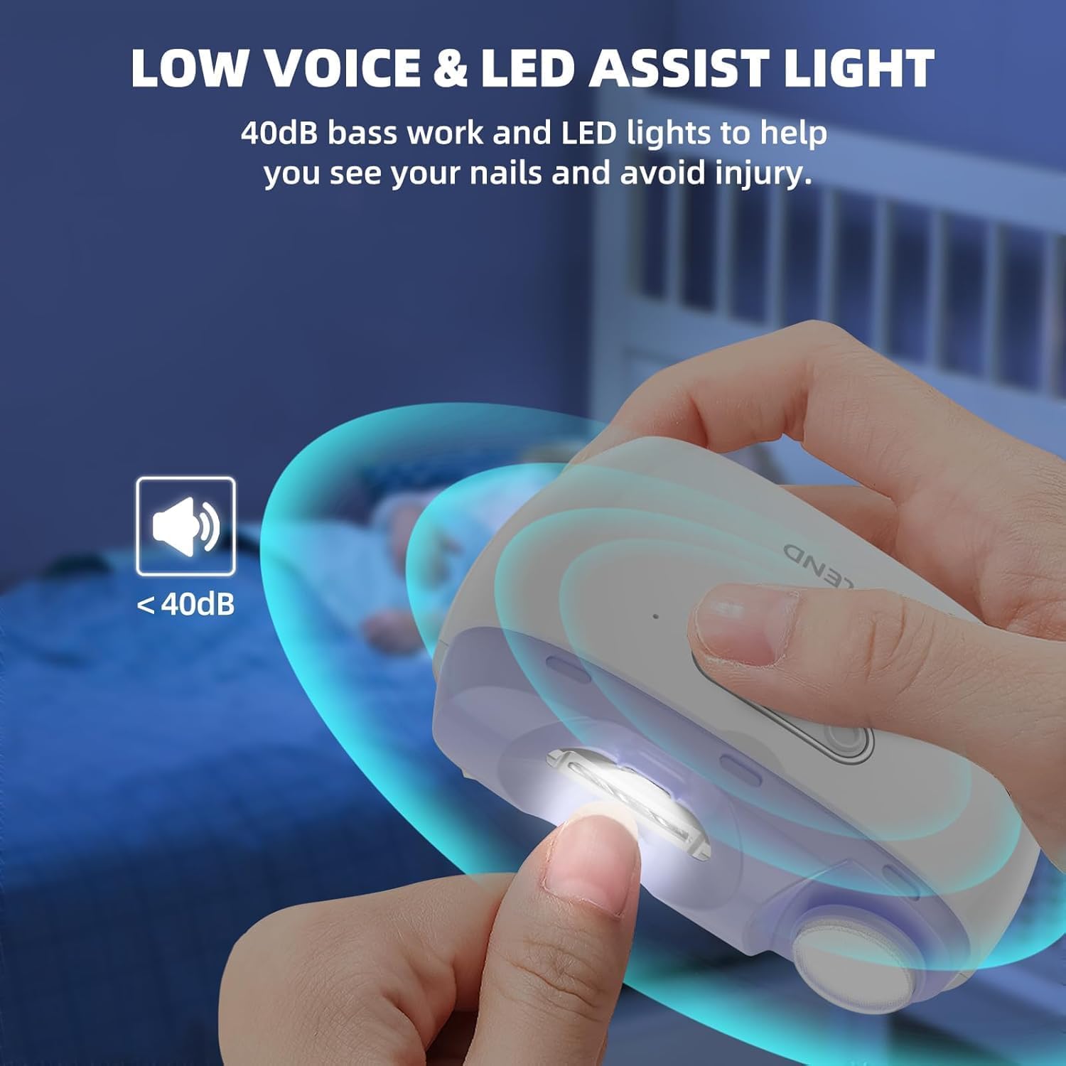 Elektrischer Nagelknipser, Elektrischer Nagelschneider Geeignet für Kinder, Erwachsene und Ältere, Automatischer Nagelknipser mit 2 Einstellbaren Geschwindigkeiten, Nagelknipser mit LED-Licht und Chip